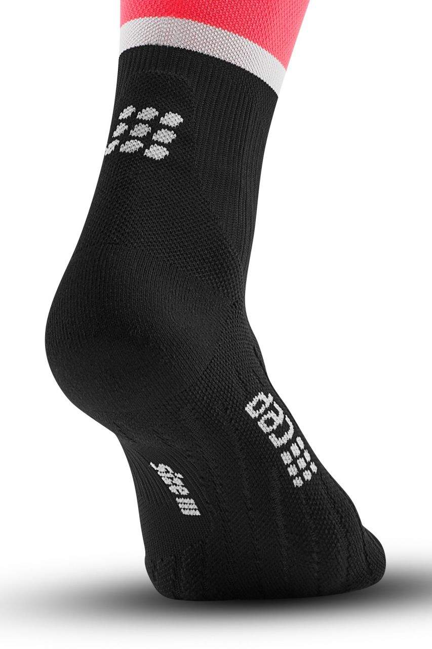 CEP Women's The Run Socks Tall v4 - Compression Running Socks for Women, Pink/Black - Ideal for Marathon Training, Jogging & Athletic Performance