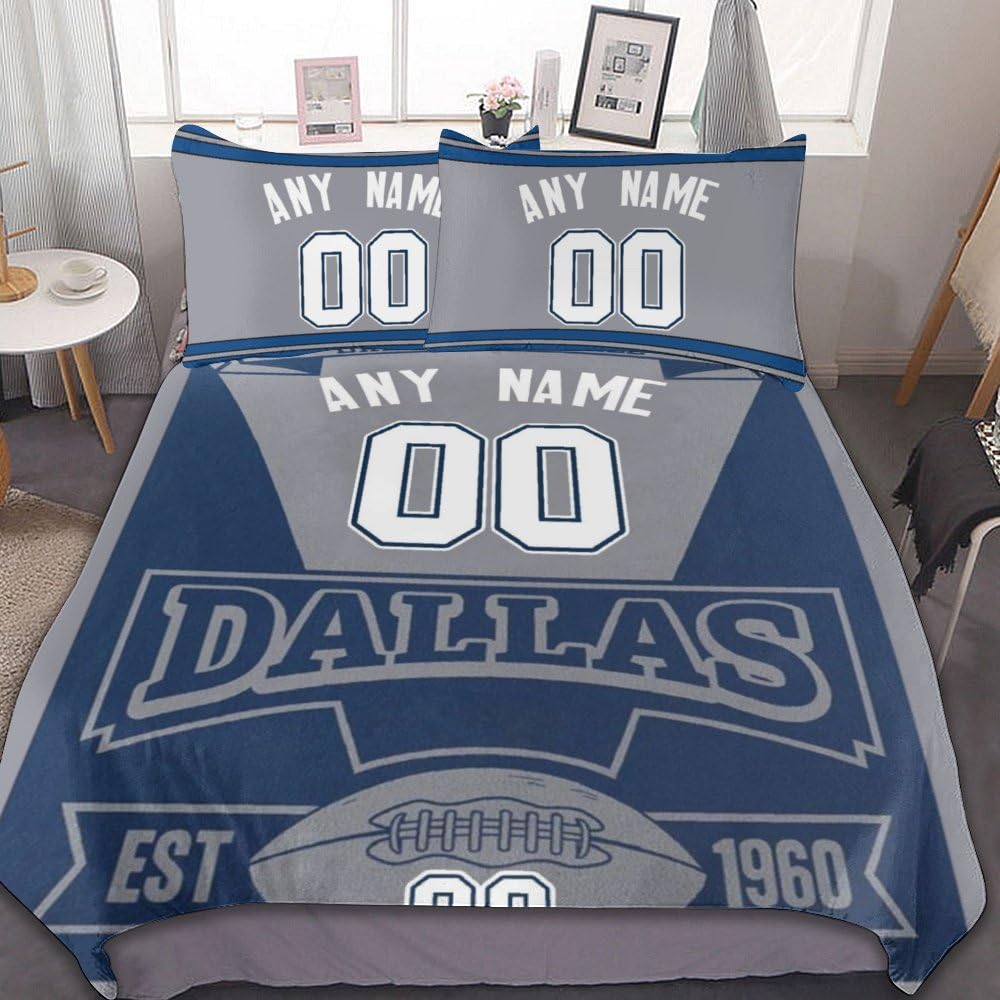 Custom Football Comforter Set with Personalized Name & Number - Team Sports Bedding, Comforter & Pillowcase Set for Fans - Perfect for Game Day Decor, Dorm Room & Sports Themed Bedroom