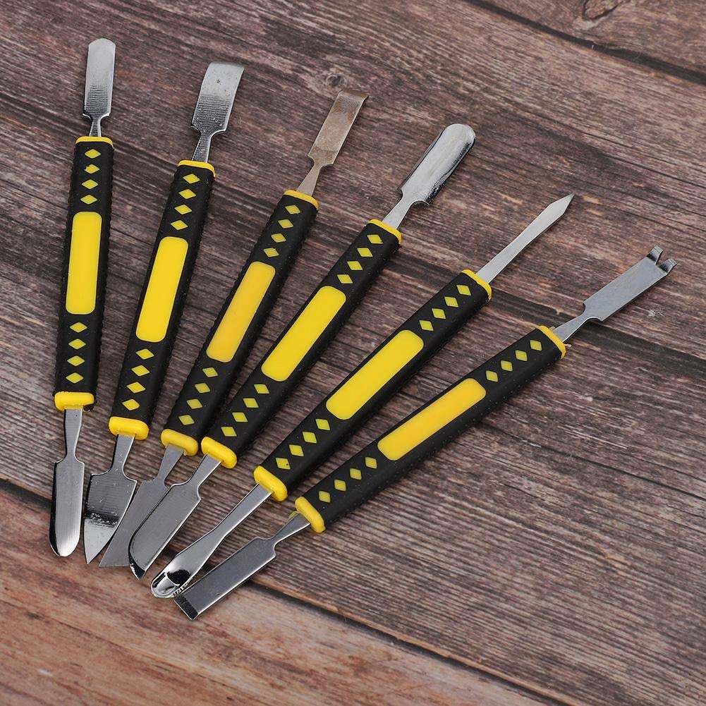 6-Piece Stainless Steel Pry Tool Repair Kit with Anti-Slip Handle - Dual-End Spudger for iPhone, Laptop, Tablet, Watch & Electronics Repair | Perfect for DIY Fixes & Professional Tech Maintenance