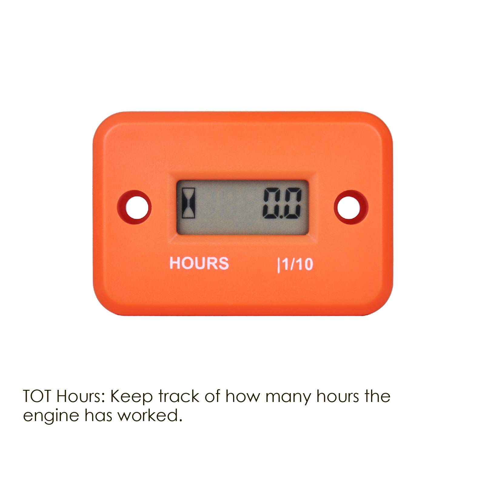 Jayron Digital LCD Inductive Hour Meter - Waterproof Engine Usage Timer for Marine Boat, Snow Blower, Generator, Lawn Mower & Small Gas Engines (HM006A-M5, Orange) | Track Maintenance Intervals & Engine Lifespan