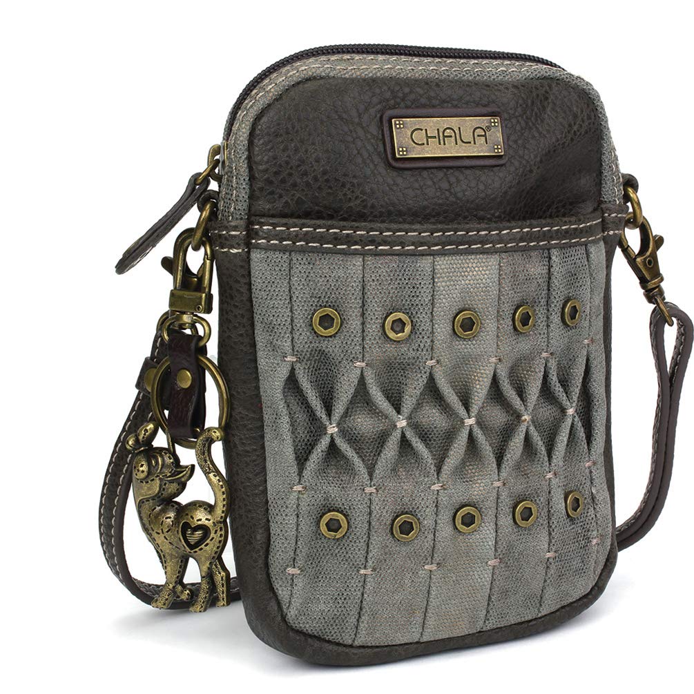 Chala Crossbody Phone Purse for Women - Adjustable Strap Slim Wallet with Cat Keychain - Olive Green Small Handbag for Travel, Shopping & Daily Use