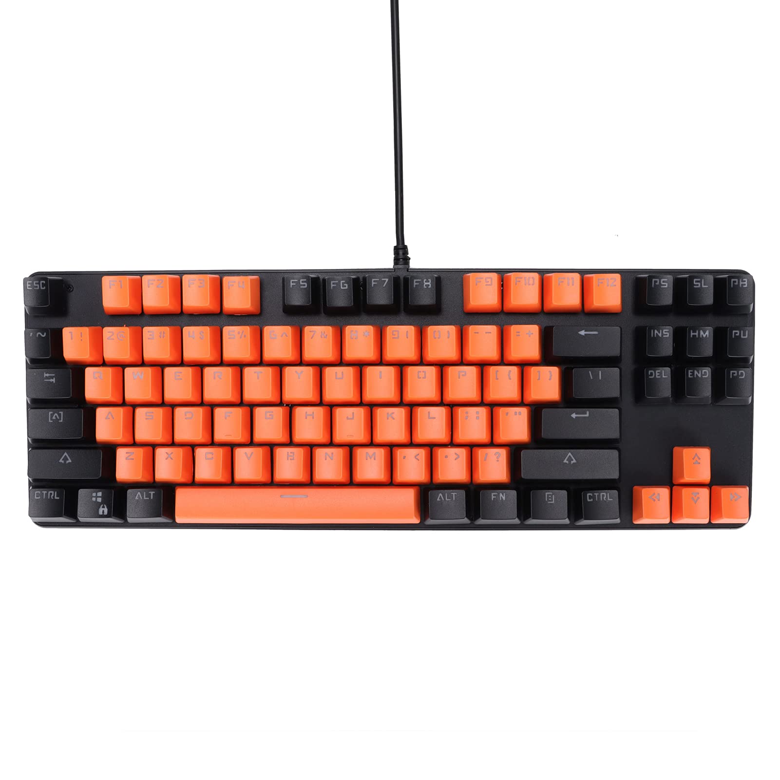 87-Key Mechanical Gaming Keyboard with Blue Switches & Dual-Color Keycaps | Portable Non-Slip Design for PC/Computer | Perfect for Office Work, Gaming & Typing