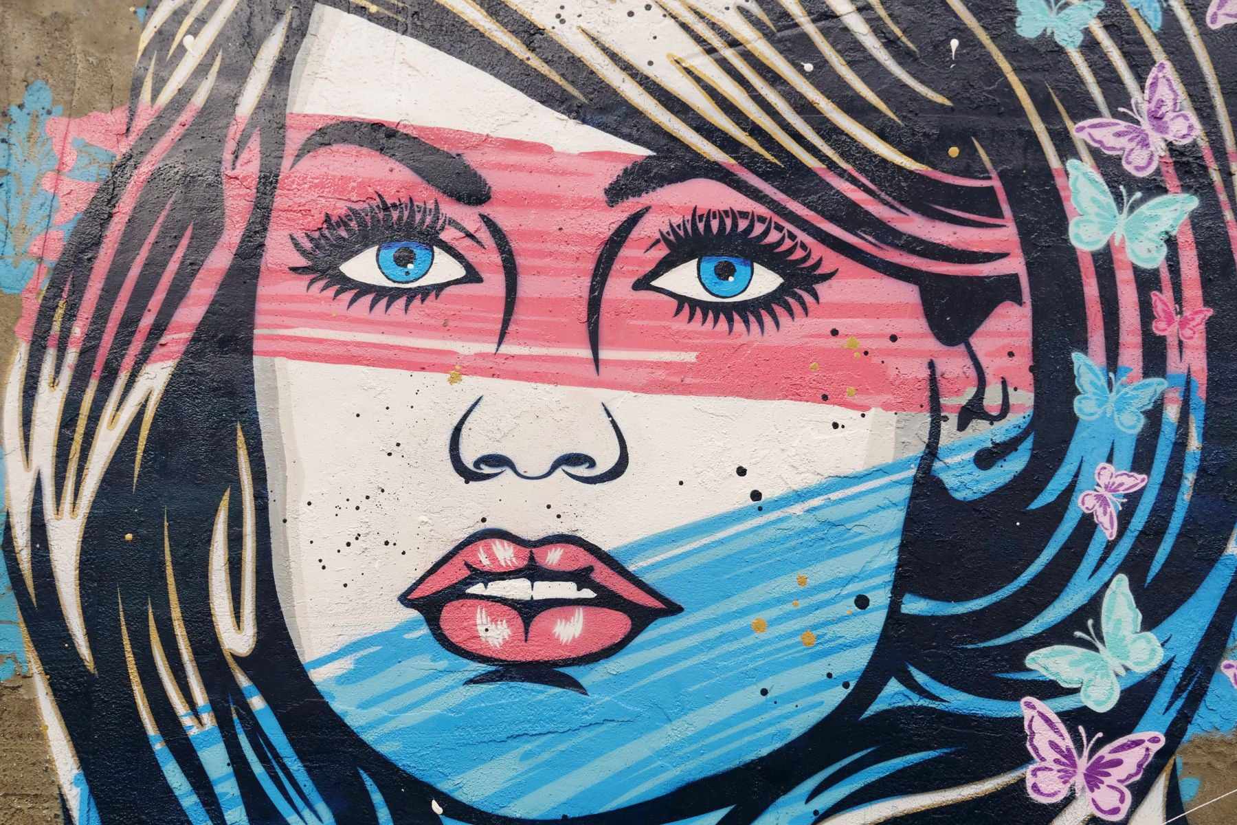 120cm x 150cm Cotton Kandy Urban Pop Art Painting - Beautiful Woman Industrial Concrete Wall Decor for Living Room, Bedroom & Office