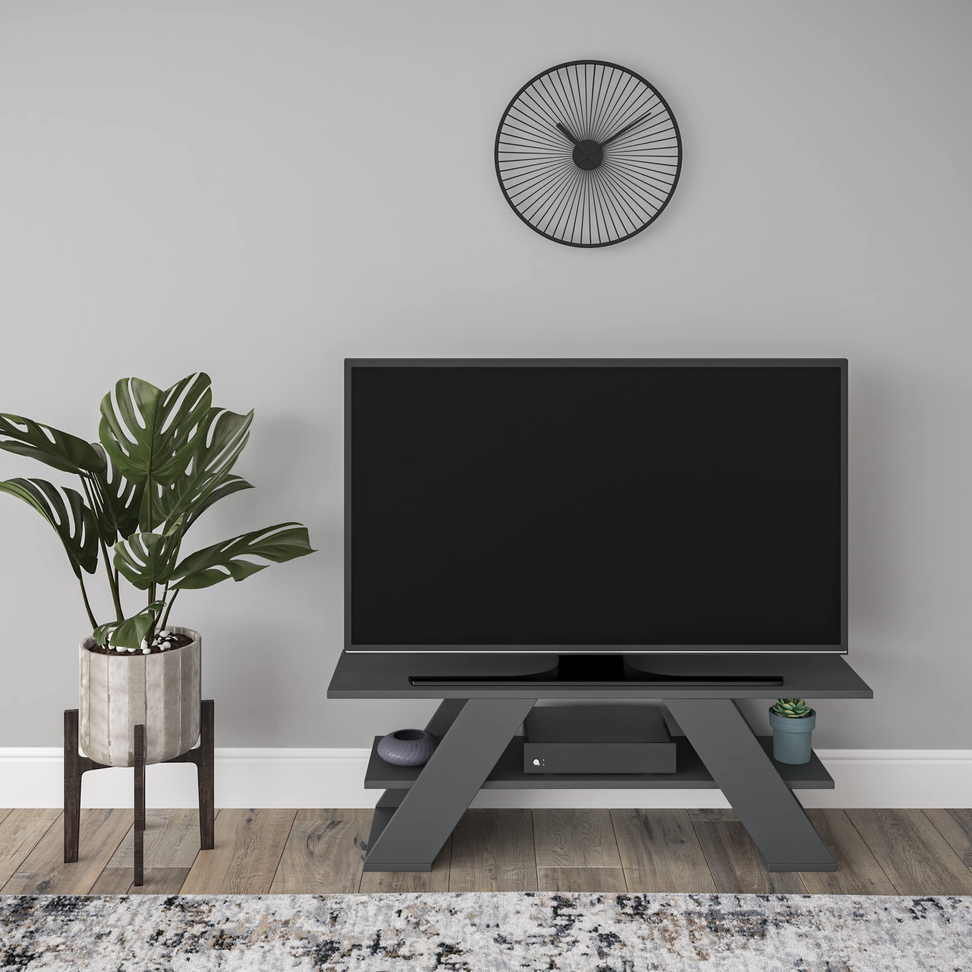 Ada Tioga Modern Anthracite TV Stand with Storage - 15.75