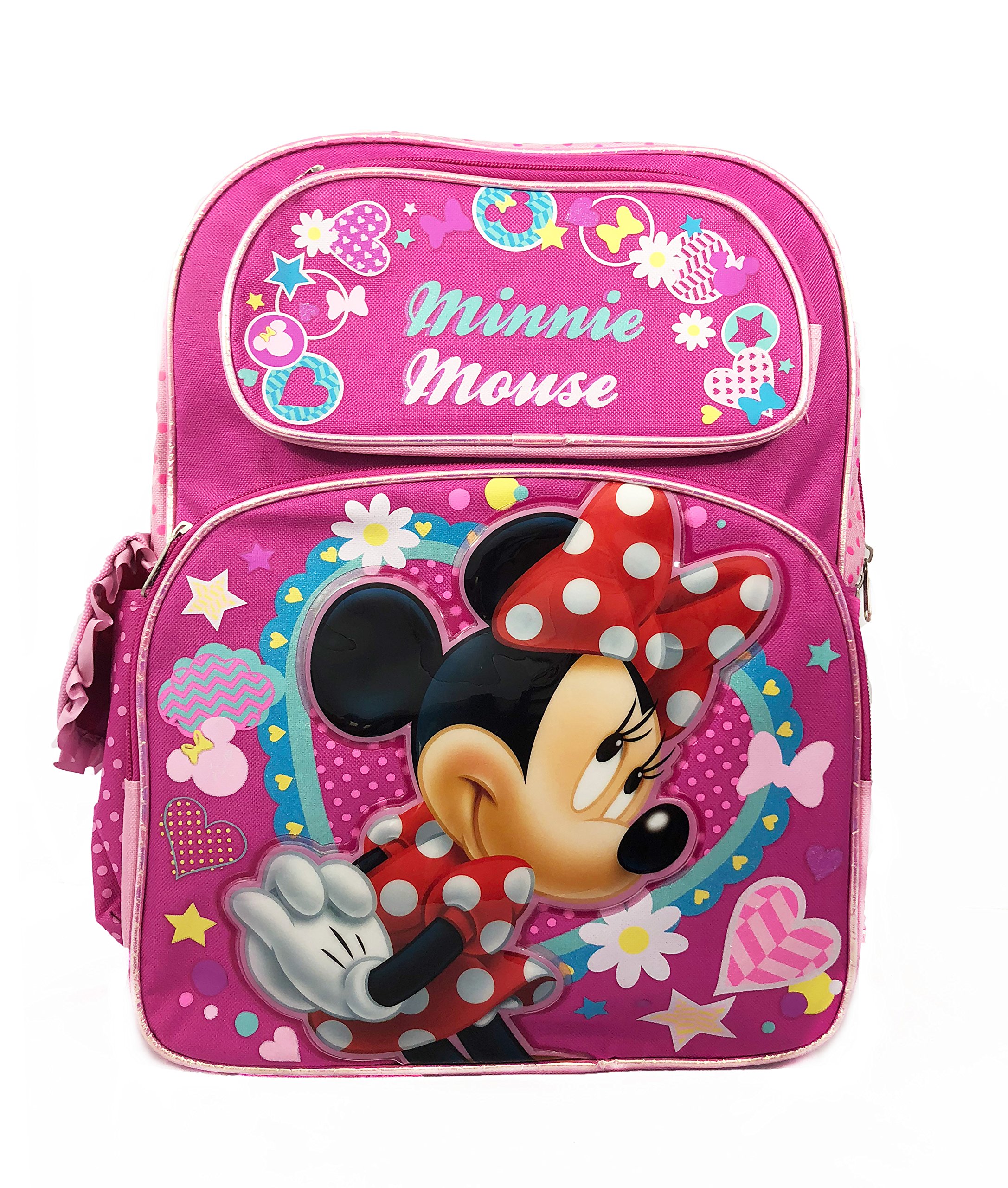 Minnie Mouse Sparkle Girls 16-Inch Large Backpack for School, Travel & Daily Use - Cute Disney Character Design for Kids & Teens
