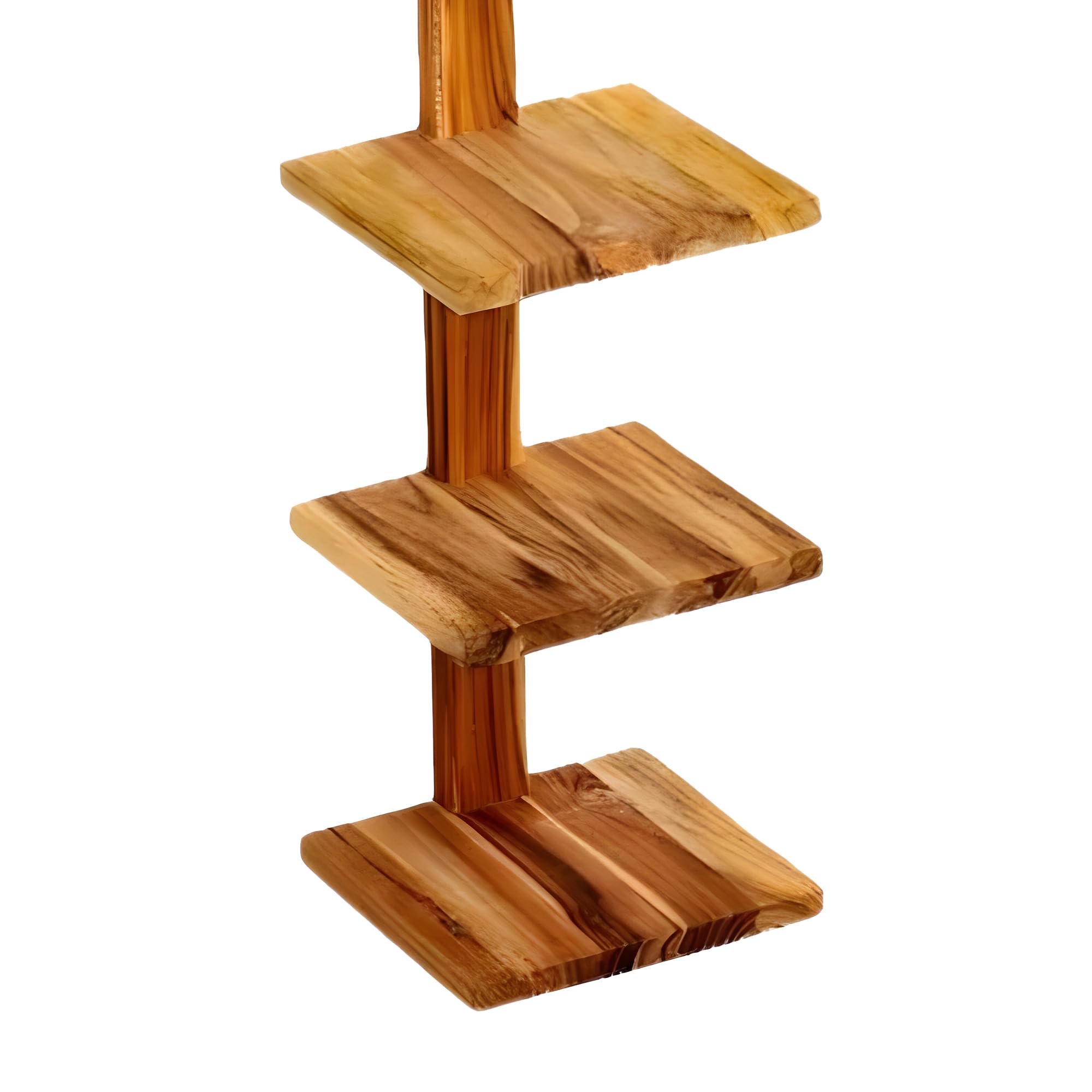 8-Shelf Floating Wall Shelves - Solid Teak Wood Column Shelving Unit for Living Room, Bedroom & Office Storage | Takara Large Wooden Wall Mount Shelves for Books, Plants & Decor