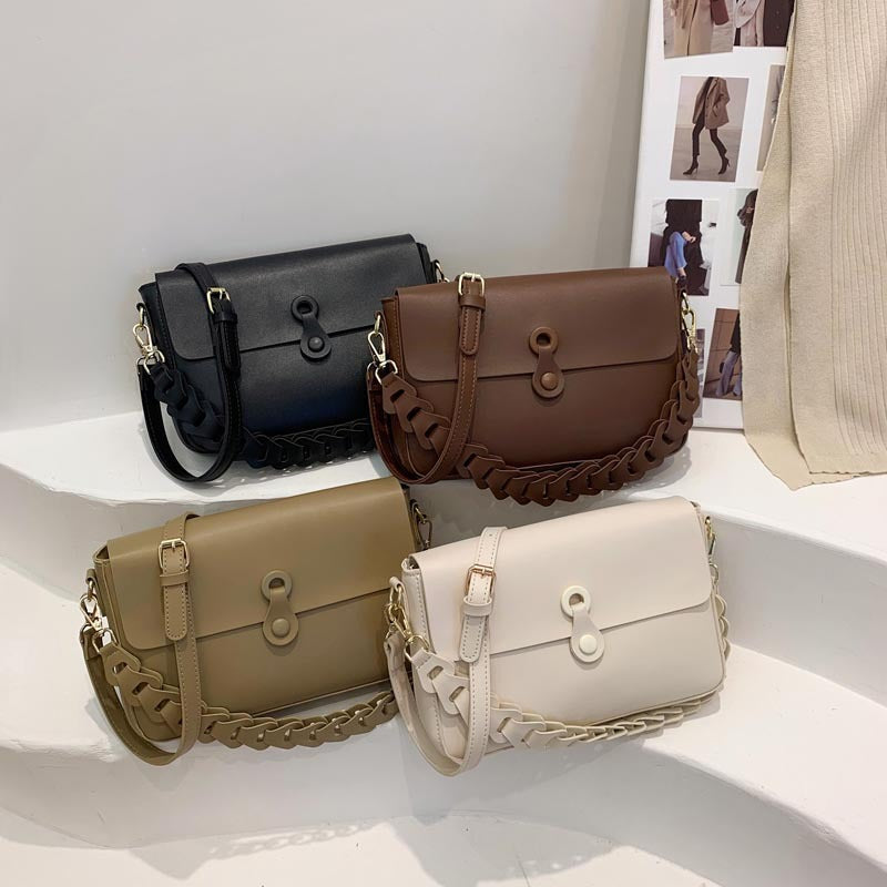 Stylish Women's Shoulder Bags - Woven Chain Crossbody Purse with PU Leather for Daily Use, Work & Evening Out