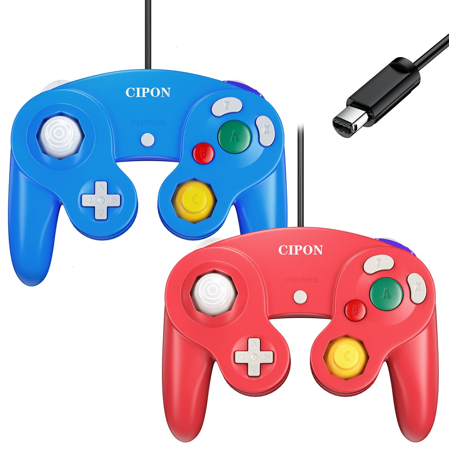 Premium Wired GameCube Controller - Compatible with Nintendo Wii & GameCube, Enhanced Grip (Blue/Red) - Perfect for Super Smash Bros, Mario Kart & Classic Gaming