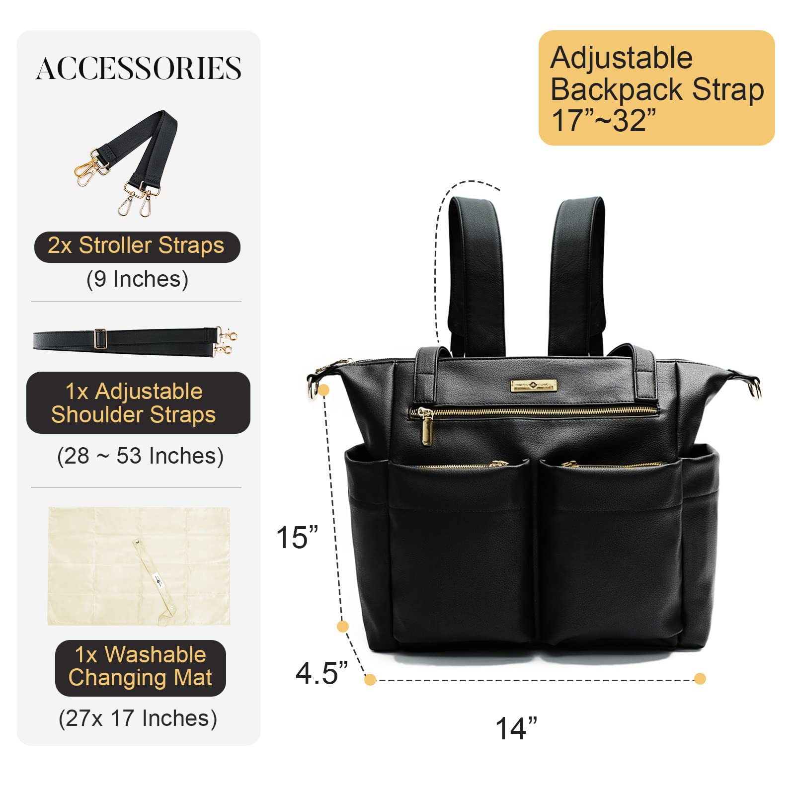 Premium Leather Diaper Backpack for Moms - Stylish Baby Bag with Changing Pad & Stroller Organizer | Perfect for Travel, Daycare & On-the-Go Parenting