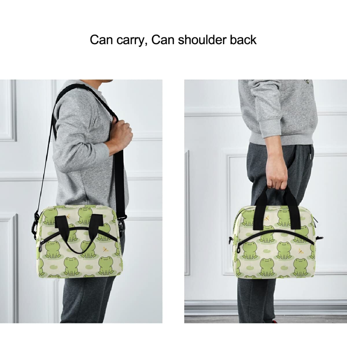 Insulated Lunch Bag with Cute Frog Design - Reusable Leakproof Cooler Tote for Women & Men - Perfect for Work, School, Picnics & Outdoor Activities