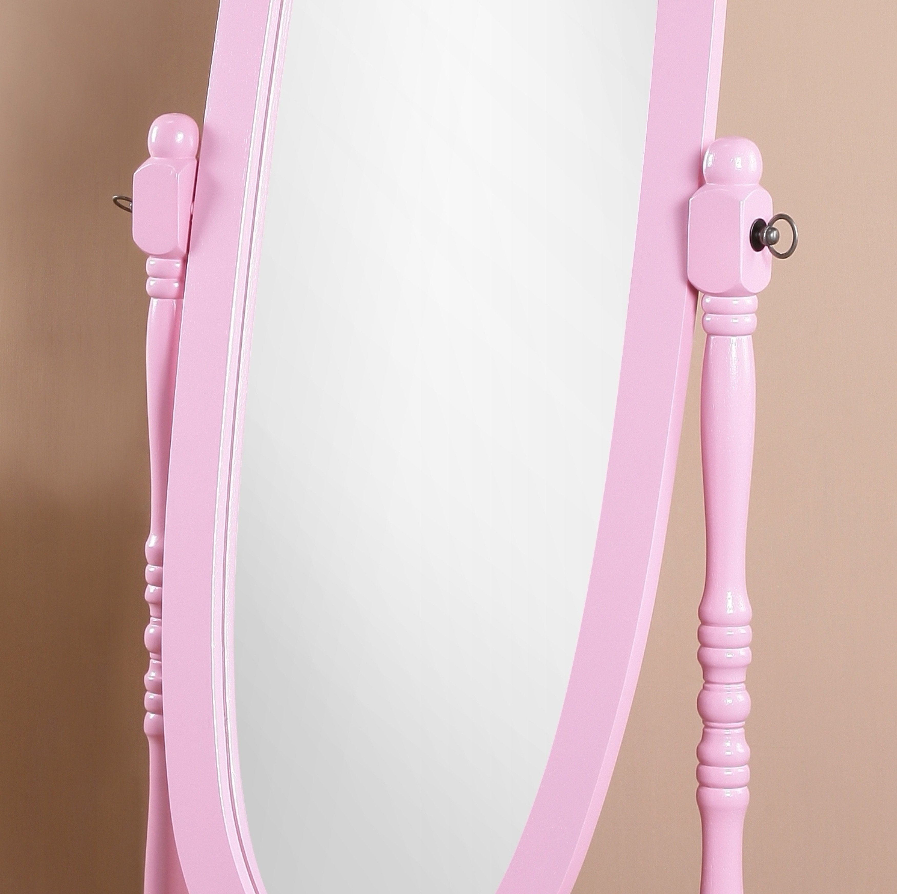 Roundhill Furniture Traditional Queen Anne Style Wood Floor Cheval Mirror - Full-Length Standing Mirror for Bedroom, Living Room & Dressing Area