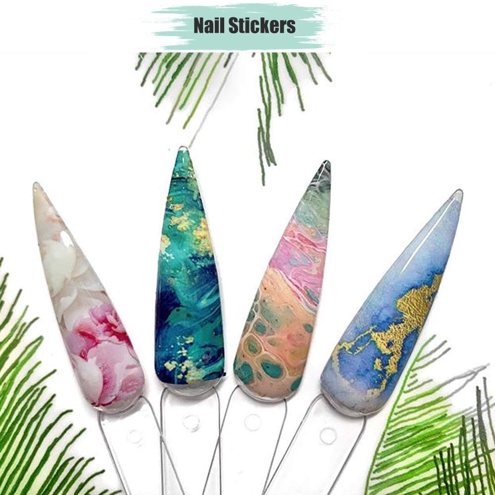 10 Sheets Marble Nail Foil Transfer Stickers - DIY Nail Art Decoration Kit (4x100cm) | Waterproof Nail Adhesive Decals for Home Salon, Party Manicure & Gift Ideas