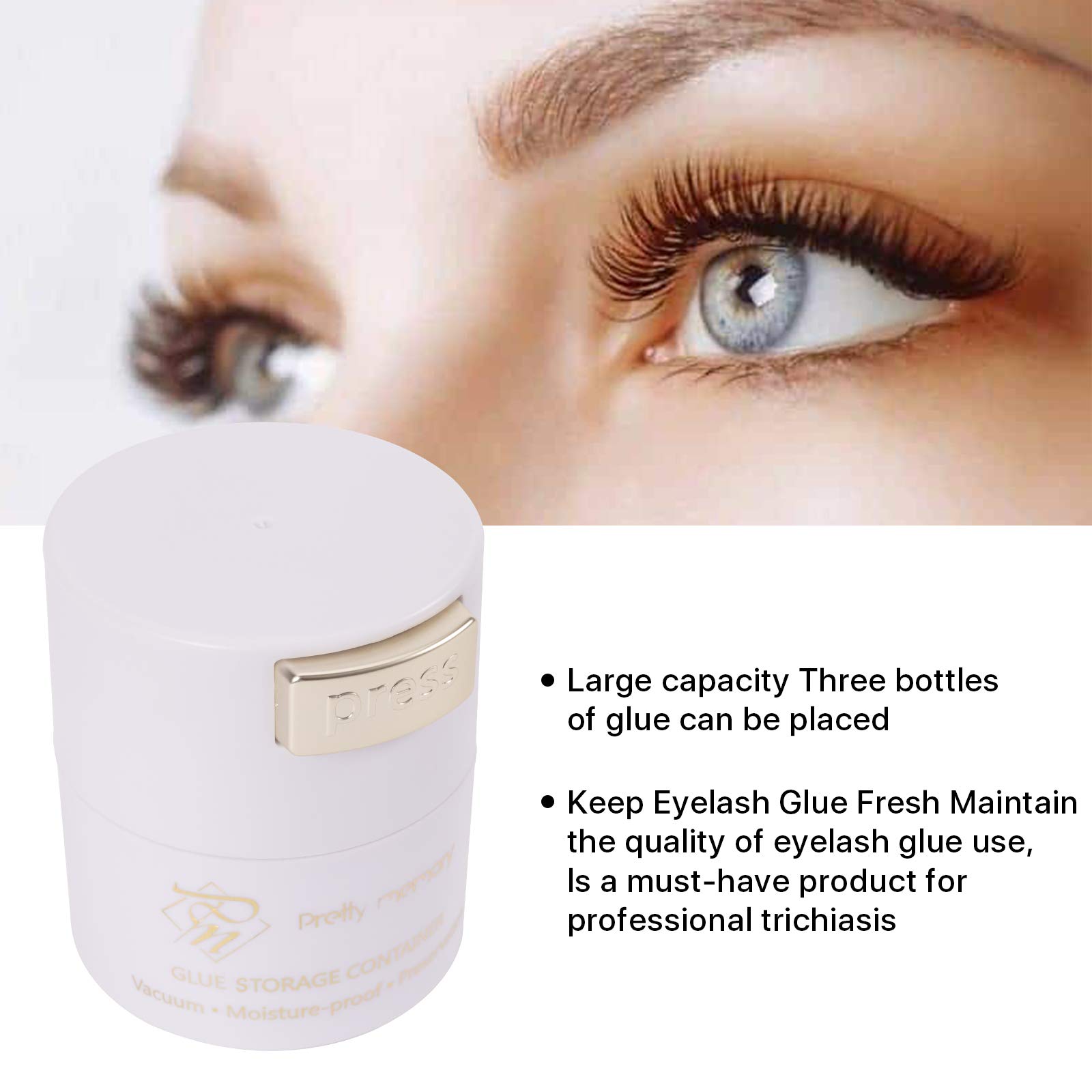 Professional White Eyelash Extension Glue Storage Container - Sealed Adhesive Holder Tank Jar Stand for Lash Artists | Perfect for Salon, Home Use & Travel