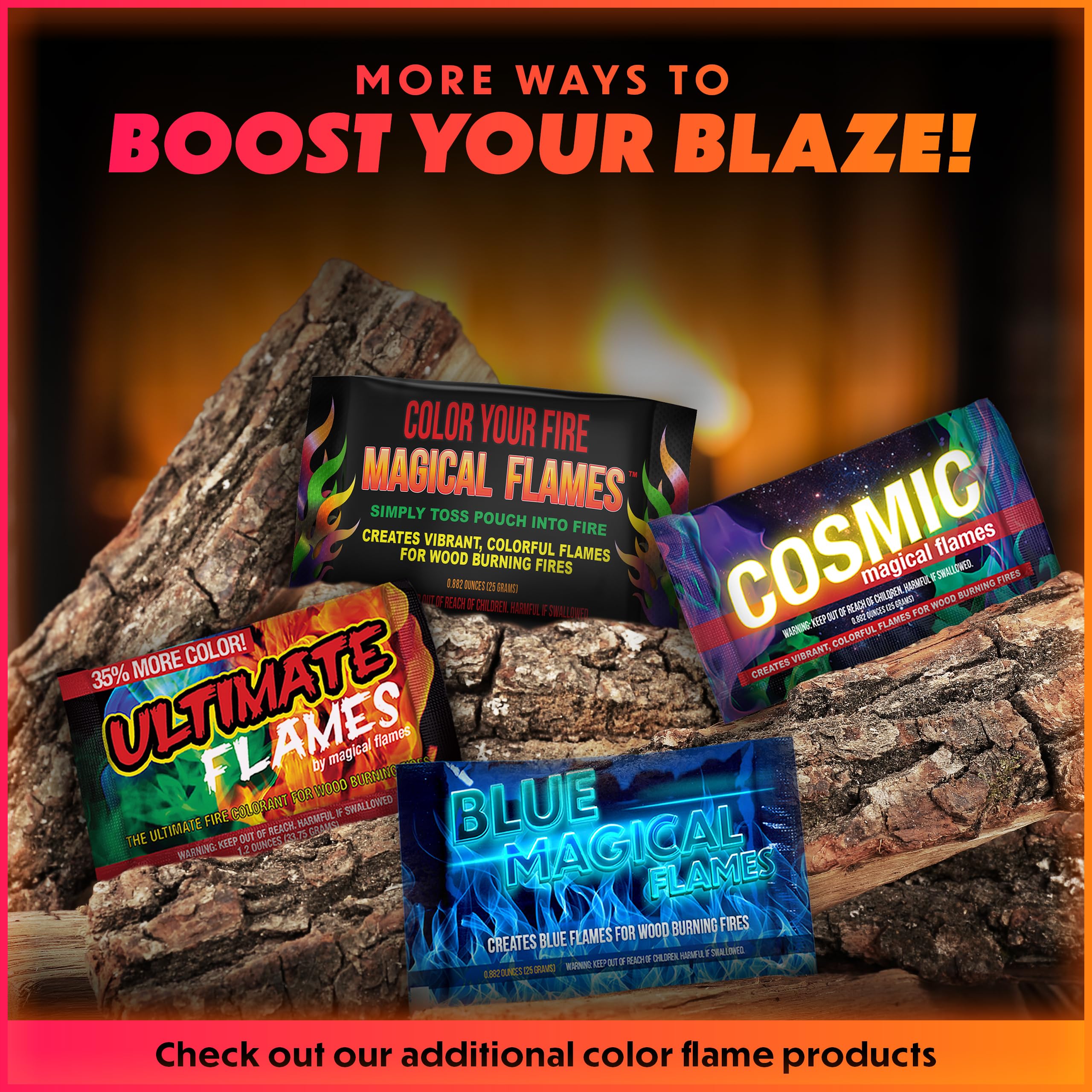 Magical Flames Fire Color Changing Packets - 12 Pack | Fire Pit & Camping Accessories | Enhance Campfire Experience for Backyard, Beach & Outdoor Gatherings