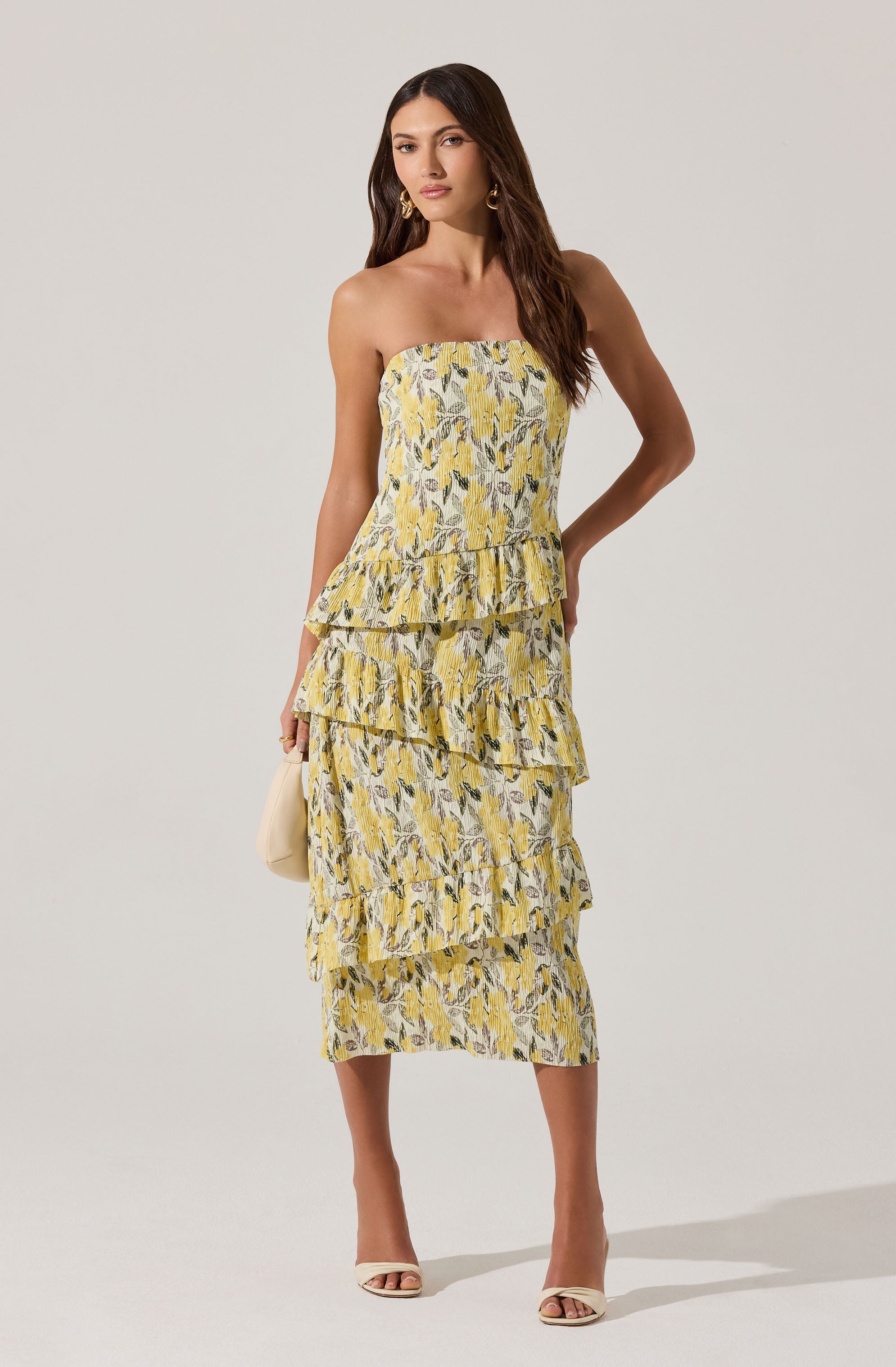 Elegant Asymmetrical Tiered Ruffle Midi Dress for Women - Flowy Summer Party & Wedding Guest Dress