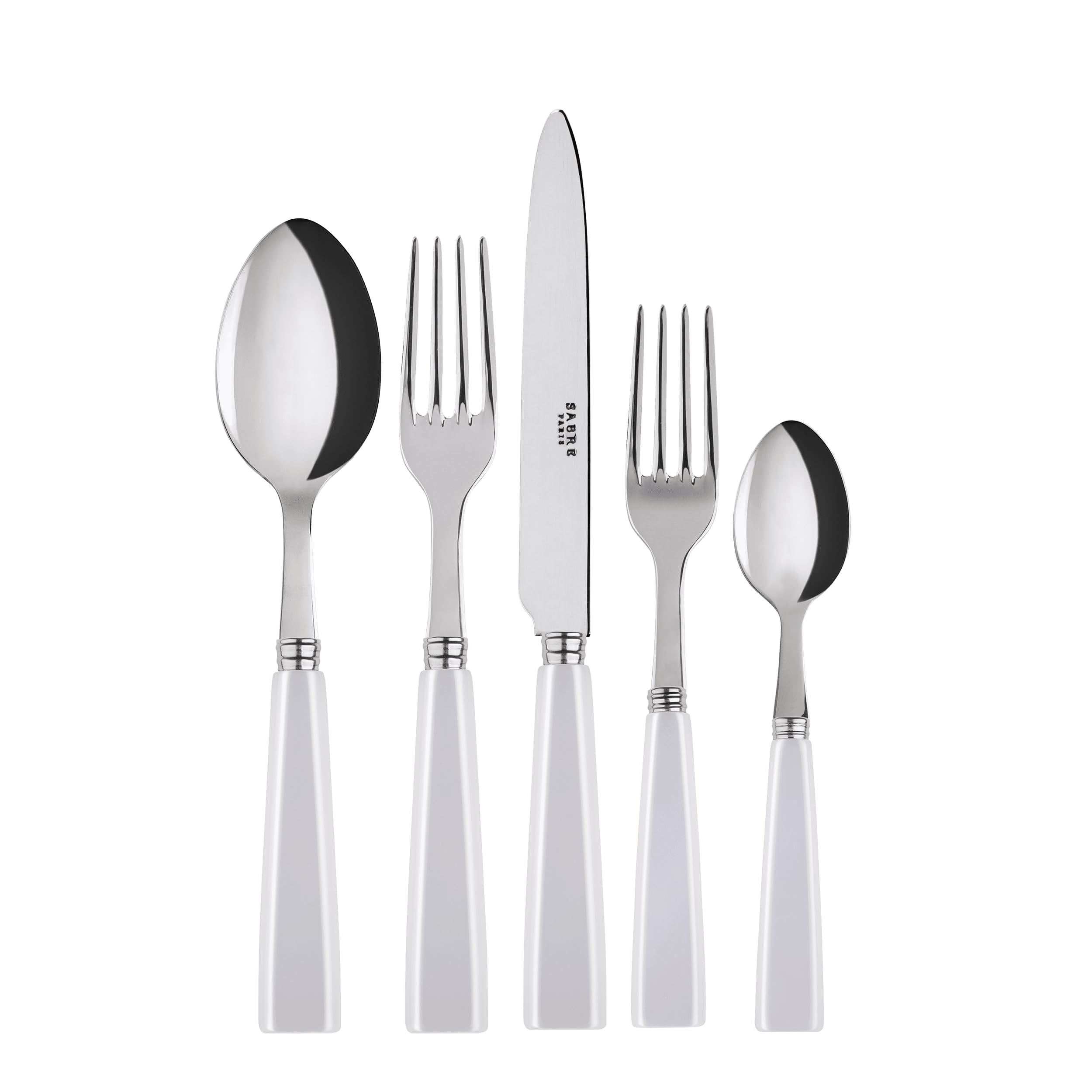 Sabre Natura 5-Piece Flatware Set - Premium Stainless Steel Cutlery Set in White | Elegant Tableware for Dining, Kitchen & Restaurant Use