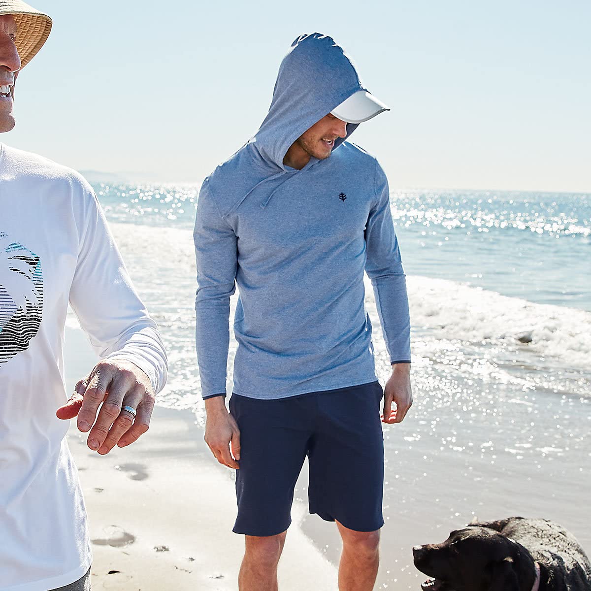 Coolibar UPF 50+ Men's Oasis Pullover Hoodie - Sun Protective Shirt with Long Sleeves for Outdoor Activities, Hiking, Fishing & Beach Wear
