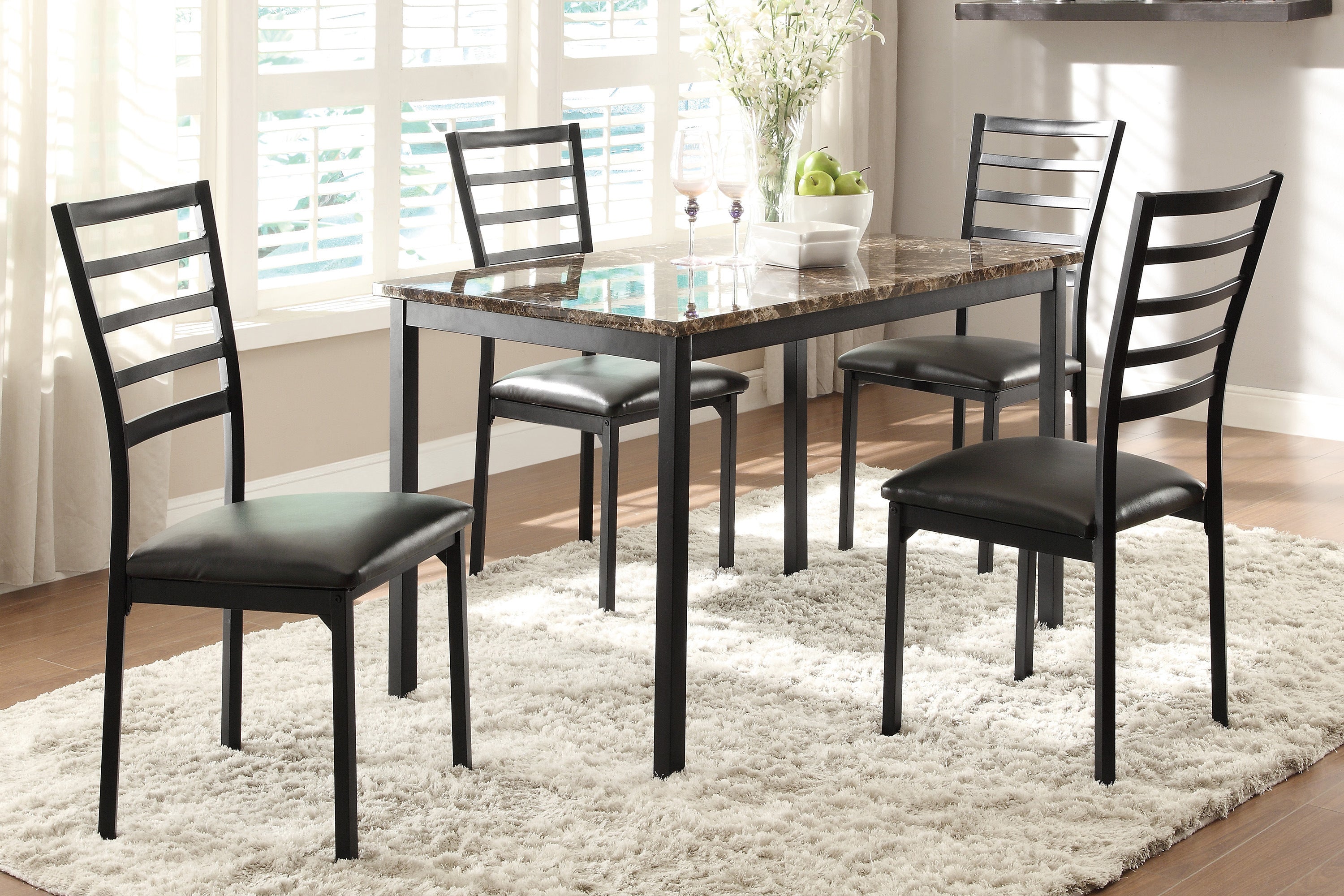 4 Pack Black Metal Frame Side Chairs - Modern Casual Dining Room Furniture for Kitchen, Breakfast Nook, and Small Space Decor