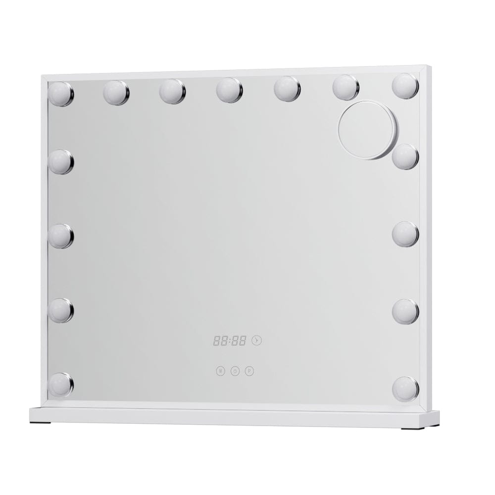 Embellir Hollywood Makeup Mirror with 15 LED Lights - 60x52cm Vanity Mirror with Touch Control & Time Display for Professional Makeup, Skincare, and Salon Use