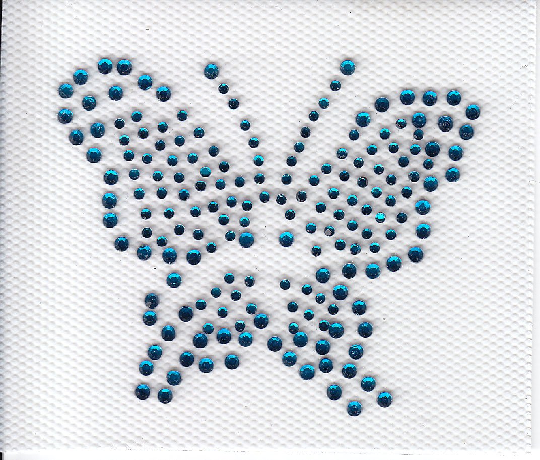 Blue Butterfly Iron-On Hot Fix Rhinestone Transfer for DIY Clothing, Costumes & Accessories – Perfect for T-Shirts, Jeans, Bags & Craft Projects