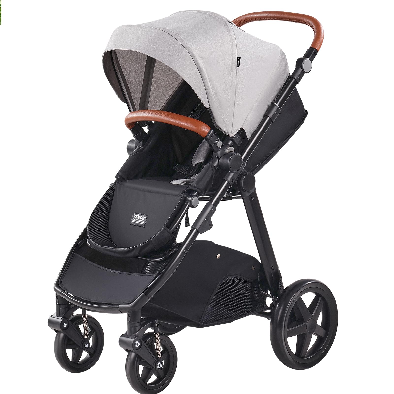 VEVOR 2-in-1 Travel System Stroller with Bassinet & Reversible Seat | Light Gray Baby Stroller Combo with One-Button Fold, EVA Tires & Brake | Perfect for Newborns, Shopping & Outdoor Walks