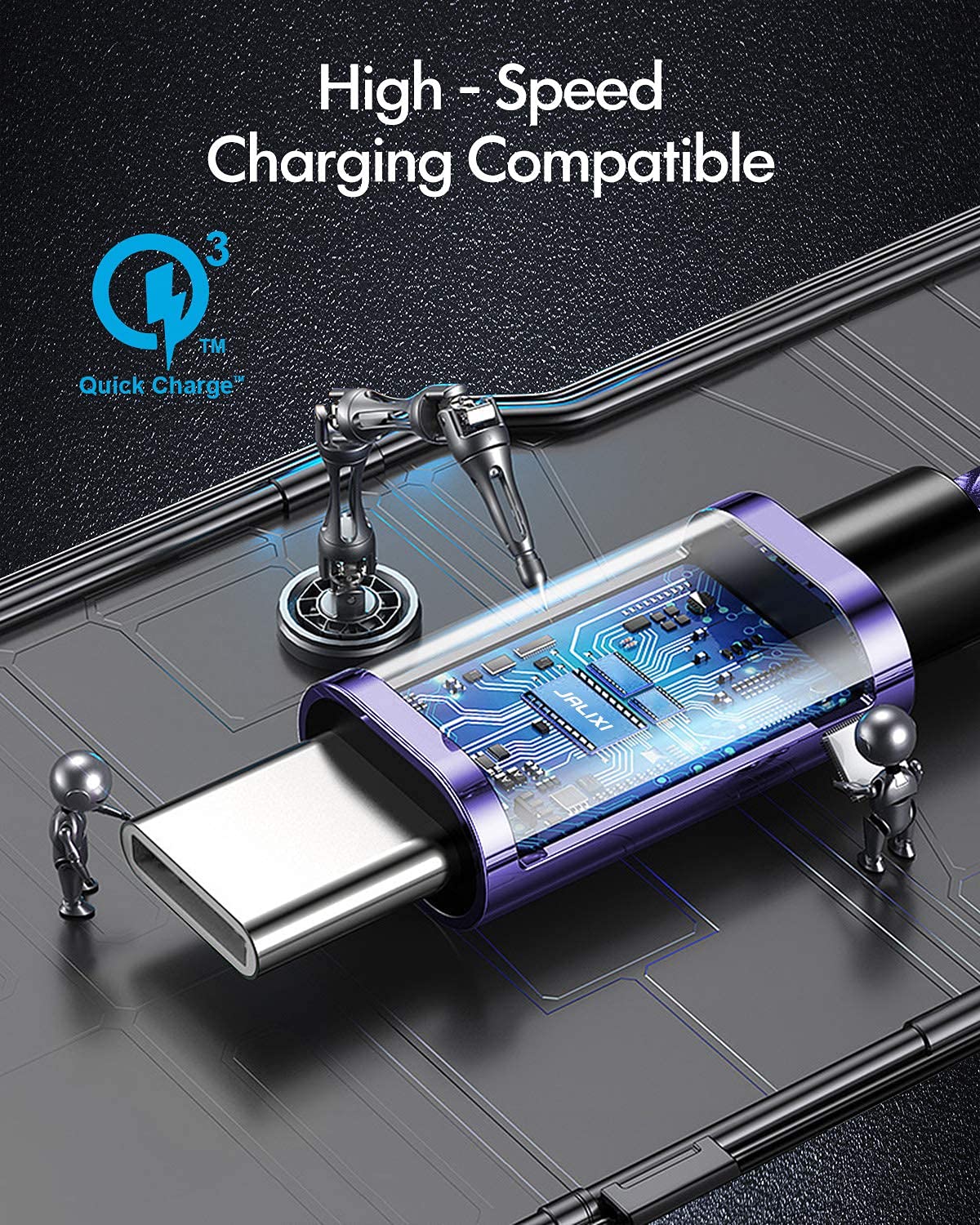 JALIXI 20FT/6M USB C Cable Braided Fast Charging Cord - Compatible with PS5 Controller, Xbox Series S/X, Nintendo Switch, Samsung Galaxy, Moto, Pixel & More USB-C Devices (USB 2.0, Purple) - Perfect for Gaming, Travel & Home Charging
