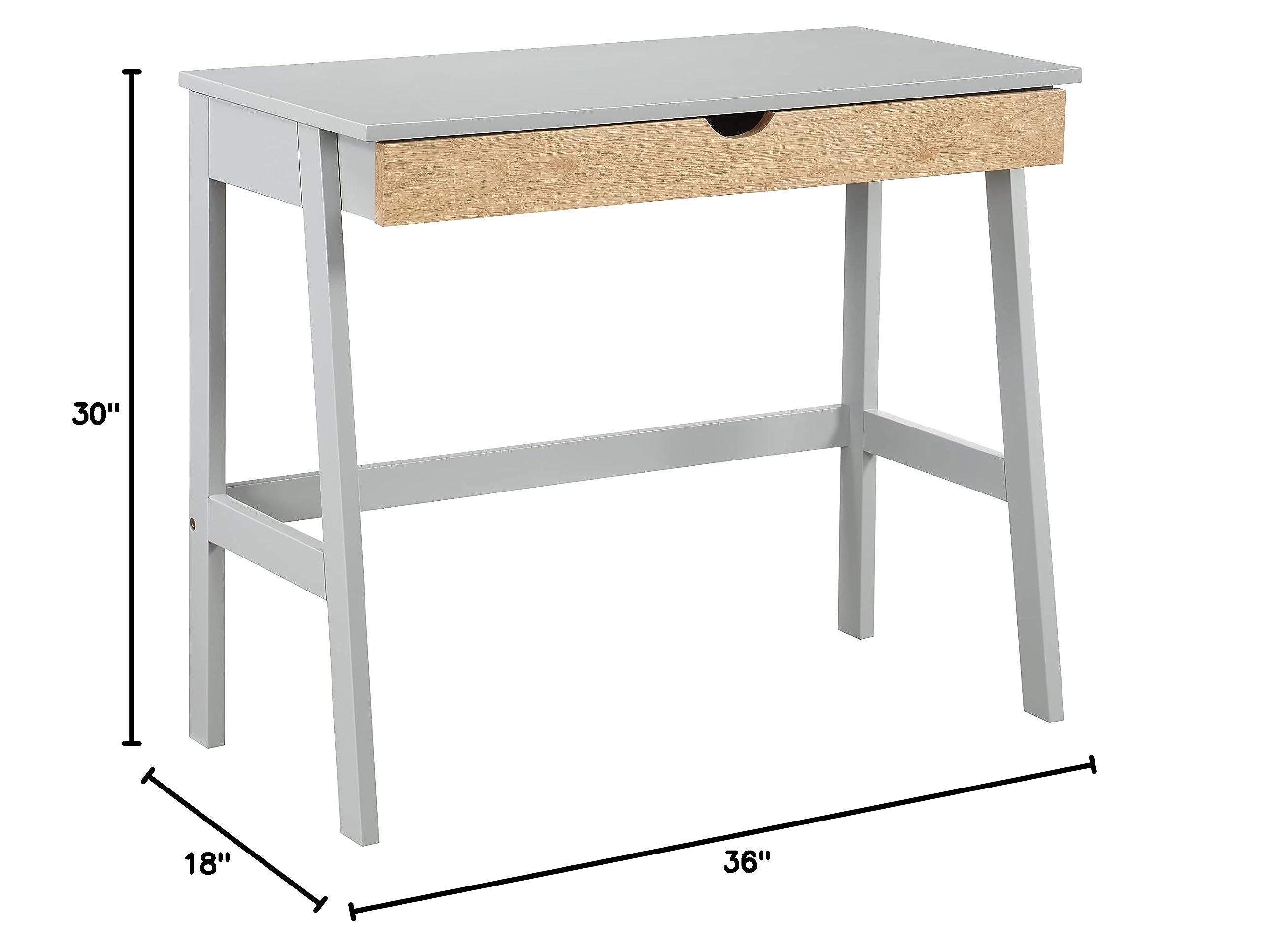Olive & Opie Hilton Desk - Modern Gray & Natural Wood Writing Desk for Home Office, Study, or Workspace | Stylish & Functional Workstation for Professionals & Students