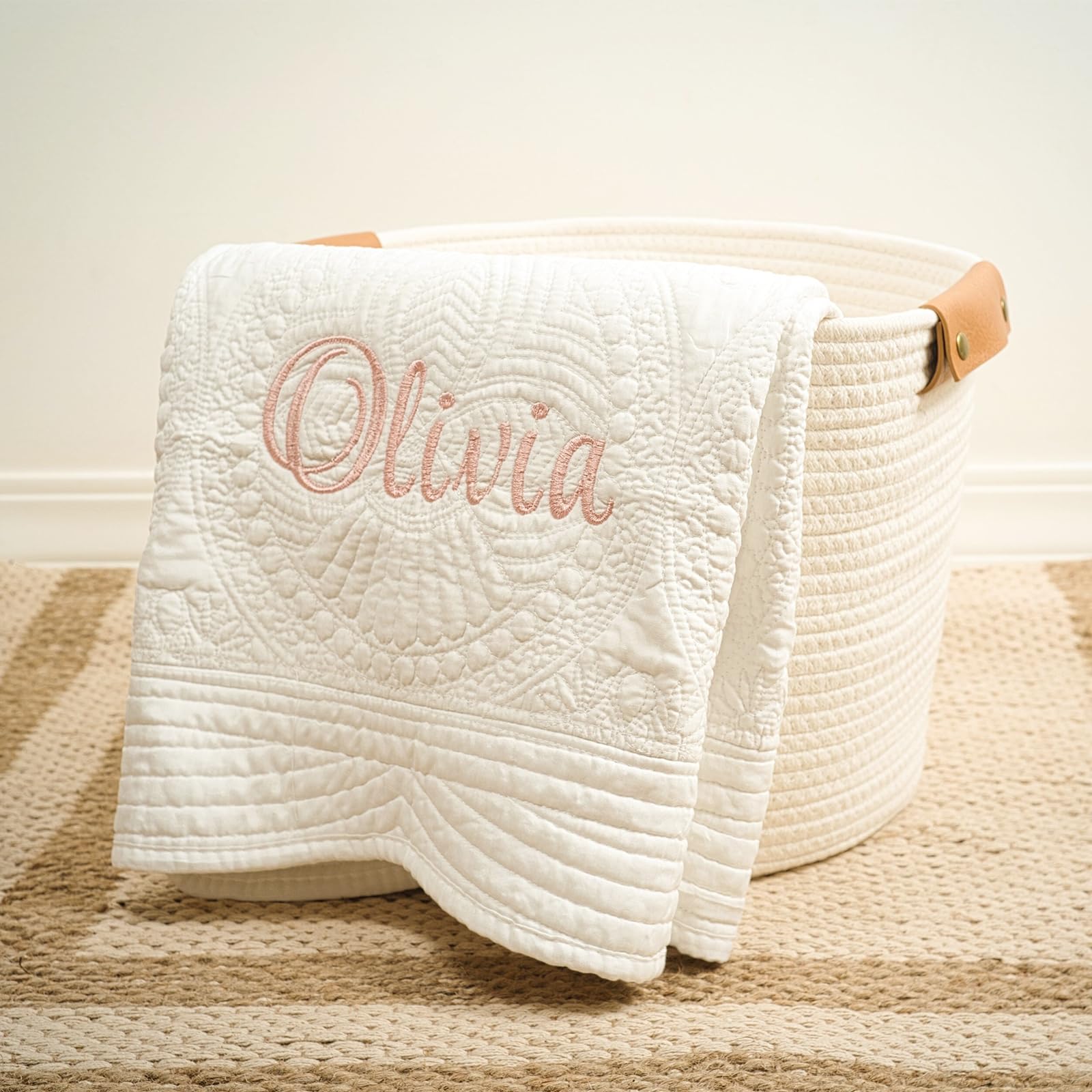 Personalized Baby Quilt Blankets - Custom Monogrammed & Embroidered Crib Blankets for Boys & Girls - Soft Nursery Blanket Gift for Newborns, Toddlers - Perfect for Baby Showers, Christenings & Nursery Decor