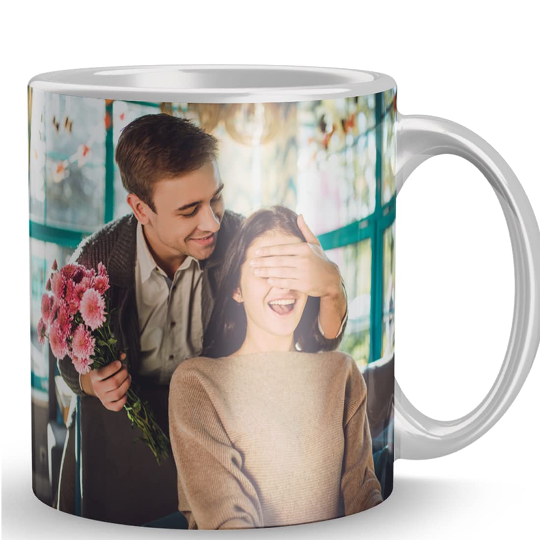 Personalized Custom Photo Quote White Mug - 325ml Ceramic Coffee Cup with 2 Photo Prints - Birthday, Valentine's Day, Anniversary Gift for Him/Her - Great for Coffee, Tea & Office/Home Use (White)