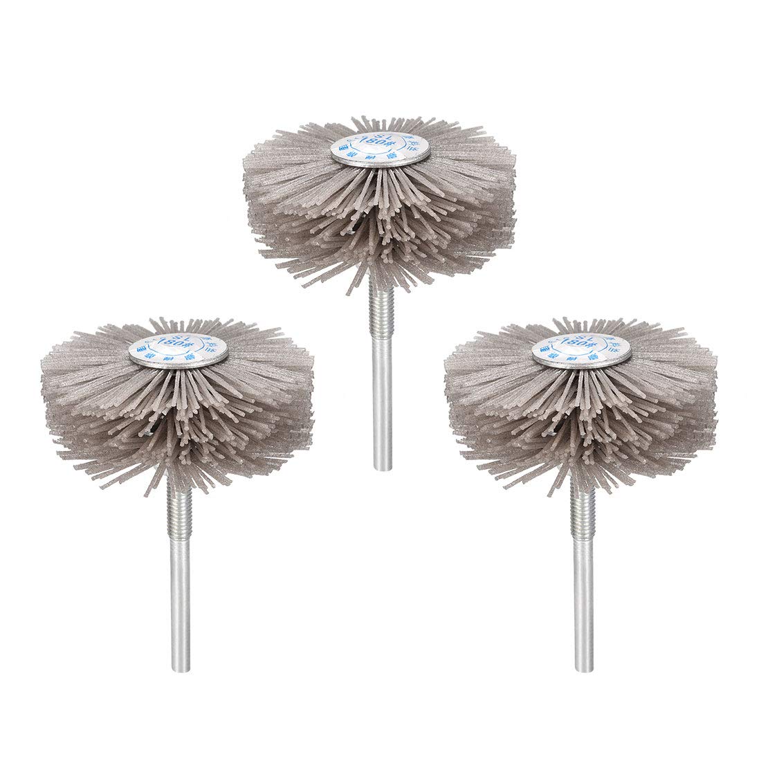 Abrasive Nylon Wheels Brush 180 Grits with 1/4 Inch Shank for Polish Grinder - 3 Pack for Metal Polishing, Wood Sanding & DIY Projects