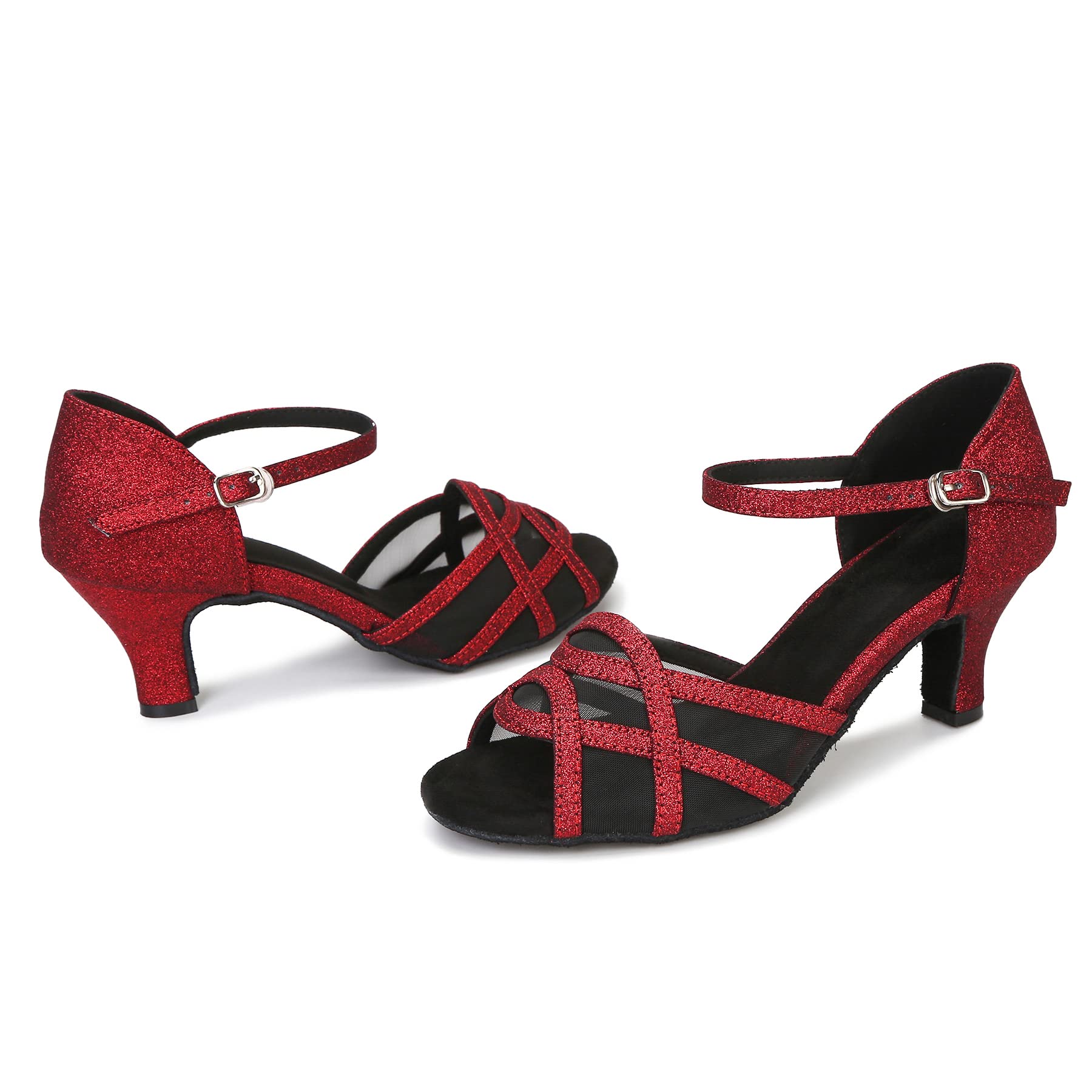 Women's Latin Dance Shoes - Ballroom Salsa Tango Shoes for Women (Red, Size 9.5) - Perfect for Dance Competitions, Performances & Social Dancing