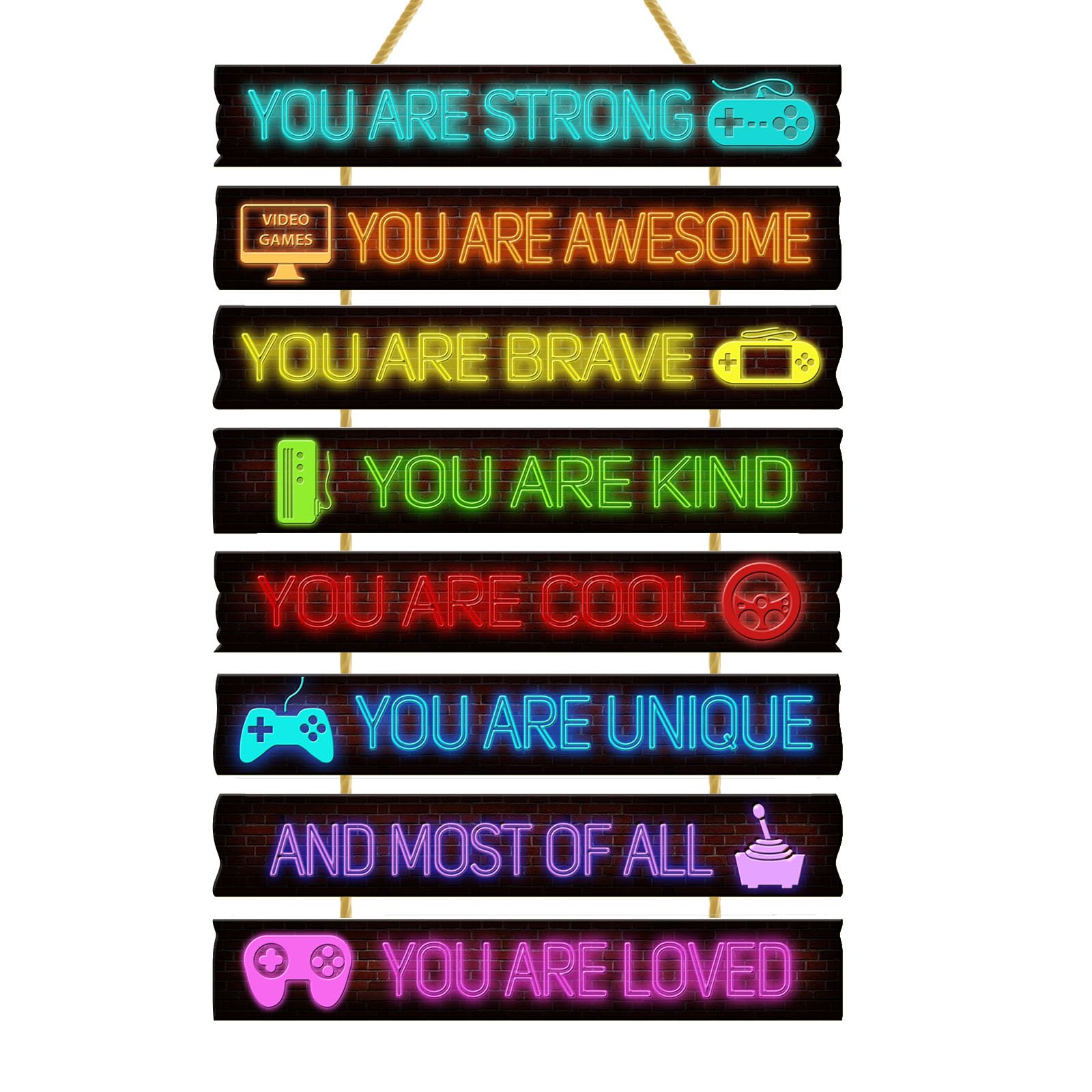 Wooden Game Room Wall Decor for Boys - Inspirational Gamer Wall Art for Kids Bedroom, Nursery & Toddler Room - Perfect for Gaming Themed Bedroom, Playroom & Teen Boy's Room