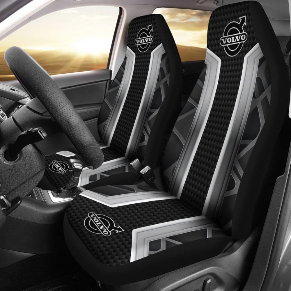 Premium Volvo Silver & Black Themed Car Seat Covers - Universal Fit for XC90, XC60, S90 - Waterproof & Anti-Slip Protection (Model 210901) - Perfect for Road Trips, Daily Commutes & Interior Styling