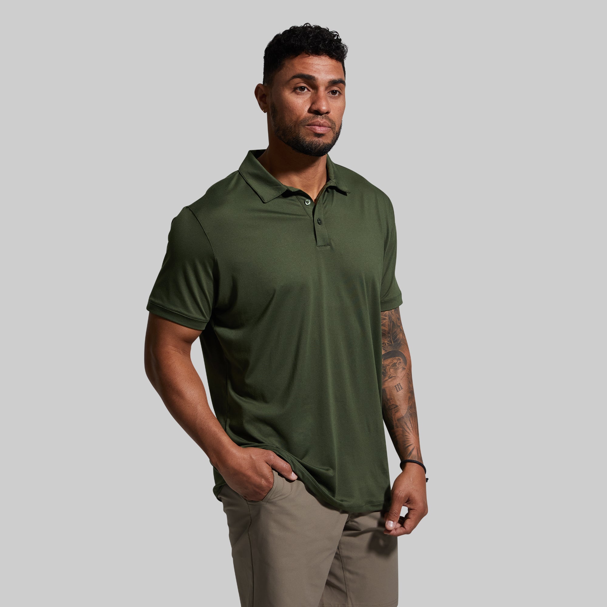 Men's Athleisure Polo Shirt - Tactical Green - Comfortable & Stylish Casual Wear for Gym, Work & Outdoor Activities