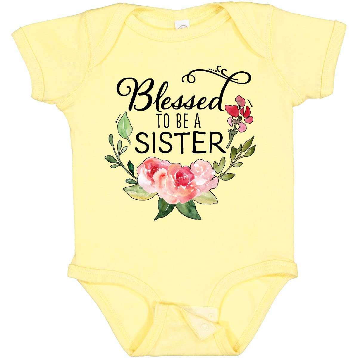Blessed to Be a Sister Baby Bodysuit - Pink Floral Design - Soft Cotton Infant Onesie for Newborn Girls - Perfect for Sibling Announcement & Family Photos