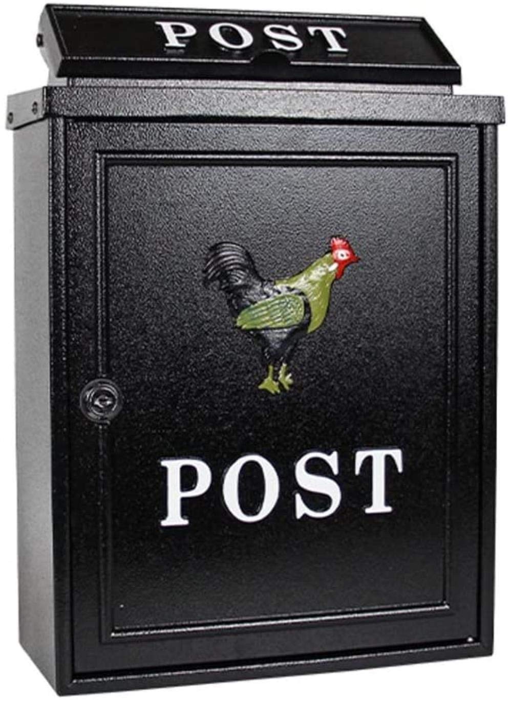 Waterproof Wall Mounted Outdoor Mailbox - Durable Villa Garden Newspaper Box with Lock (Color: Black) - Perfect for Homes, Apartments & Offices