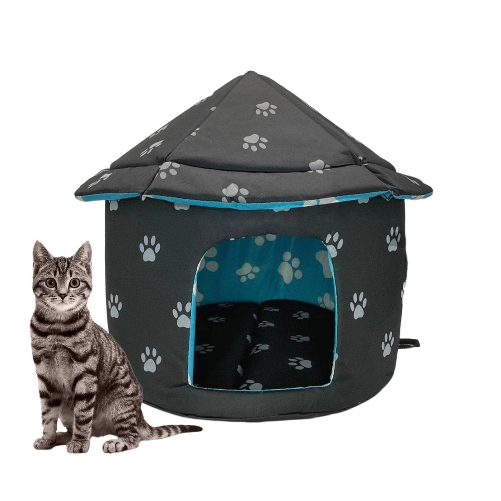 Waterproof Outdoor Cat Shelter - Foldable Warm Pet House for Winter, Camping & Backyard