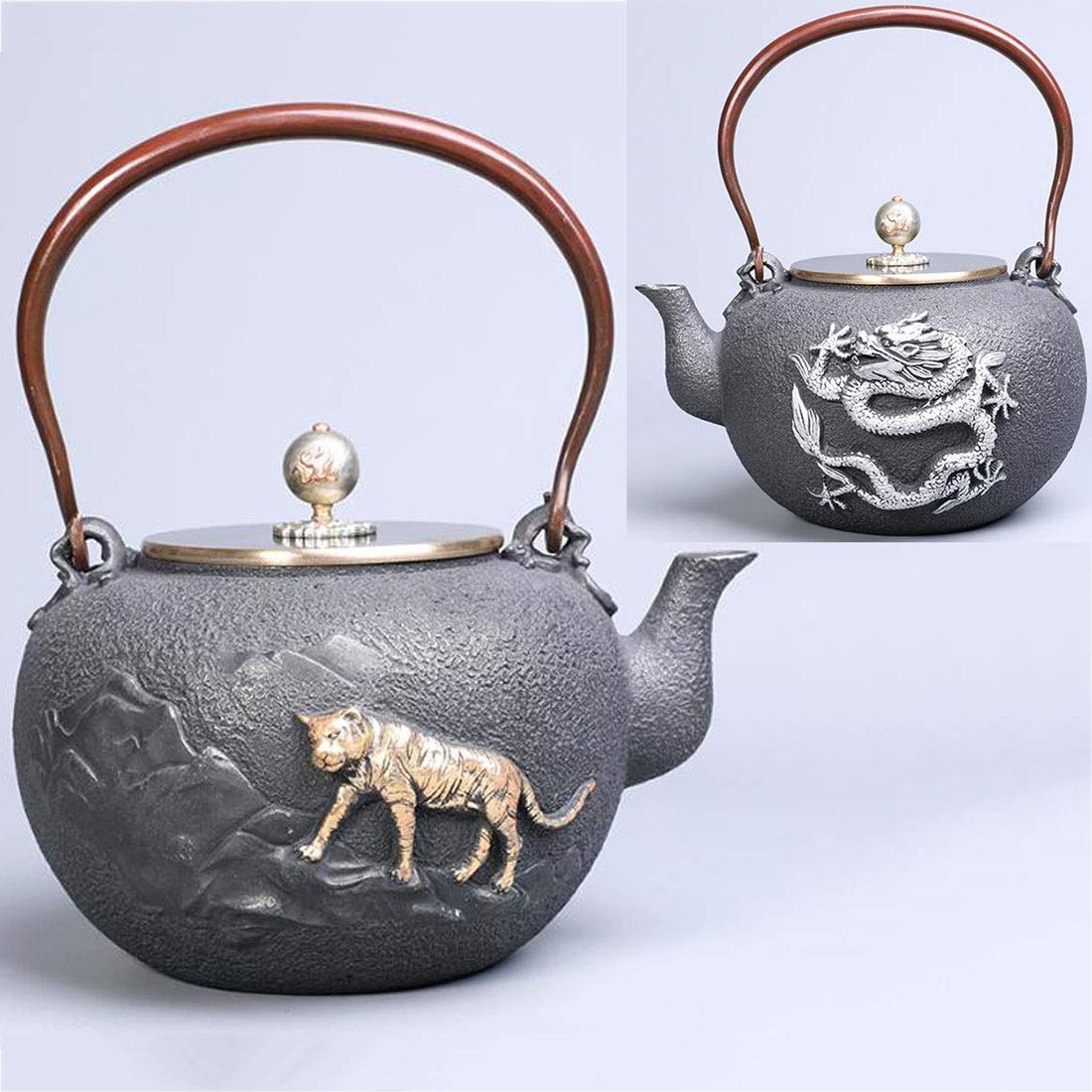 Premium Cast Iron Teapot 1.2L - Japanese Tetsubin Style Loose Leaf Tea Kettle with Vintage Design, Heat Resistant & Easy Pour Spout - Perfect for Home, Office, Tea Parties & Chinese Tea Ceremonies