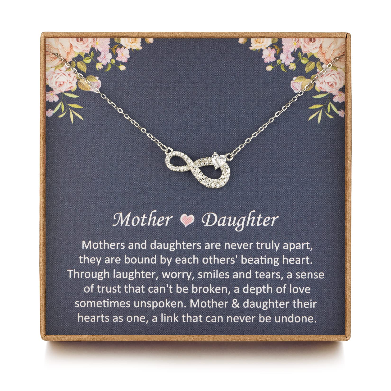 Sterling Silver Infinity Heart Necklace for Mom - Mother and Daughter Matching Jewelry, Best Gift for Mother's Day, Birthday, Anniversary | Perfect for Special Occasions & Everyday Wear