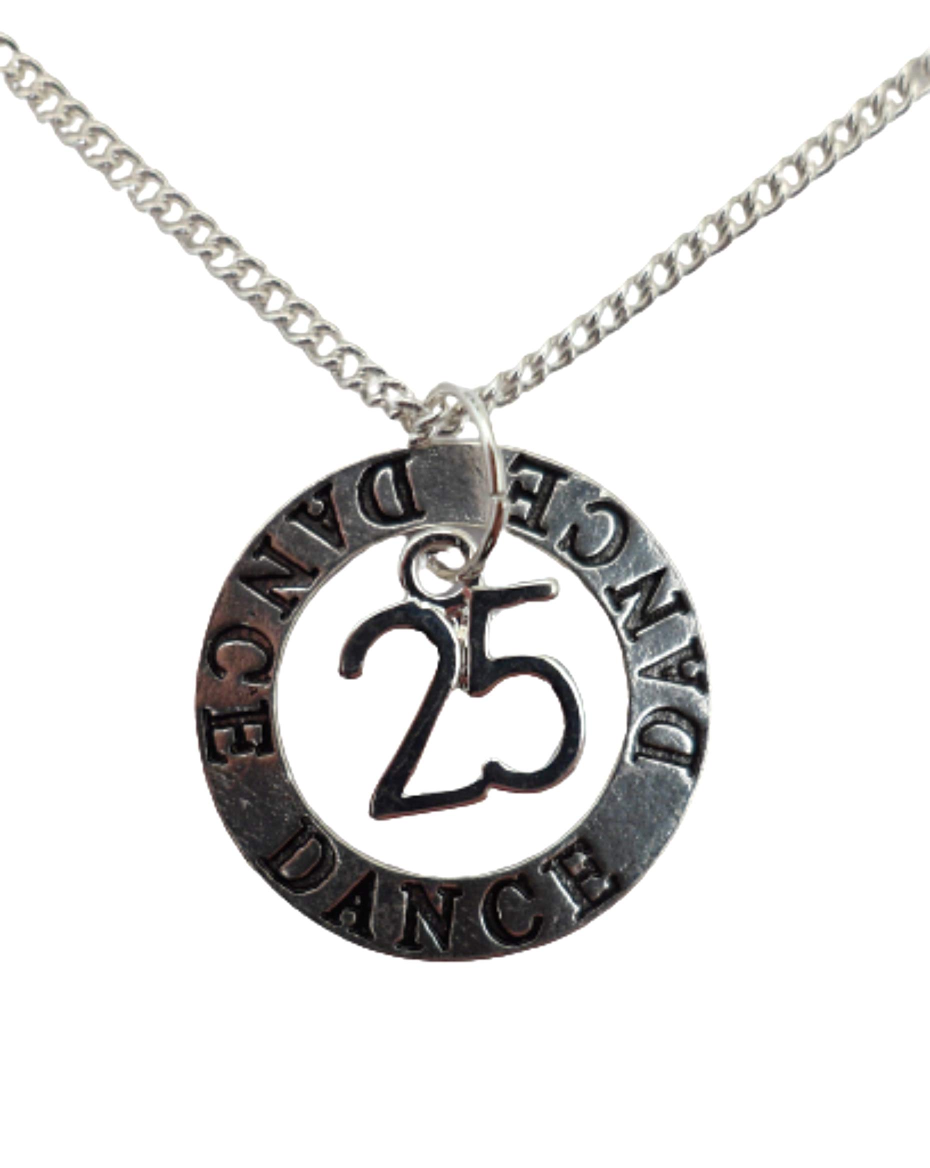 25th Birthday Silver Plated Charm Necklace for Dance & Anniversary Gifts