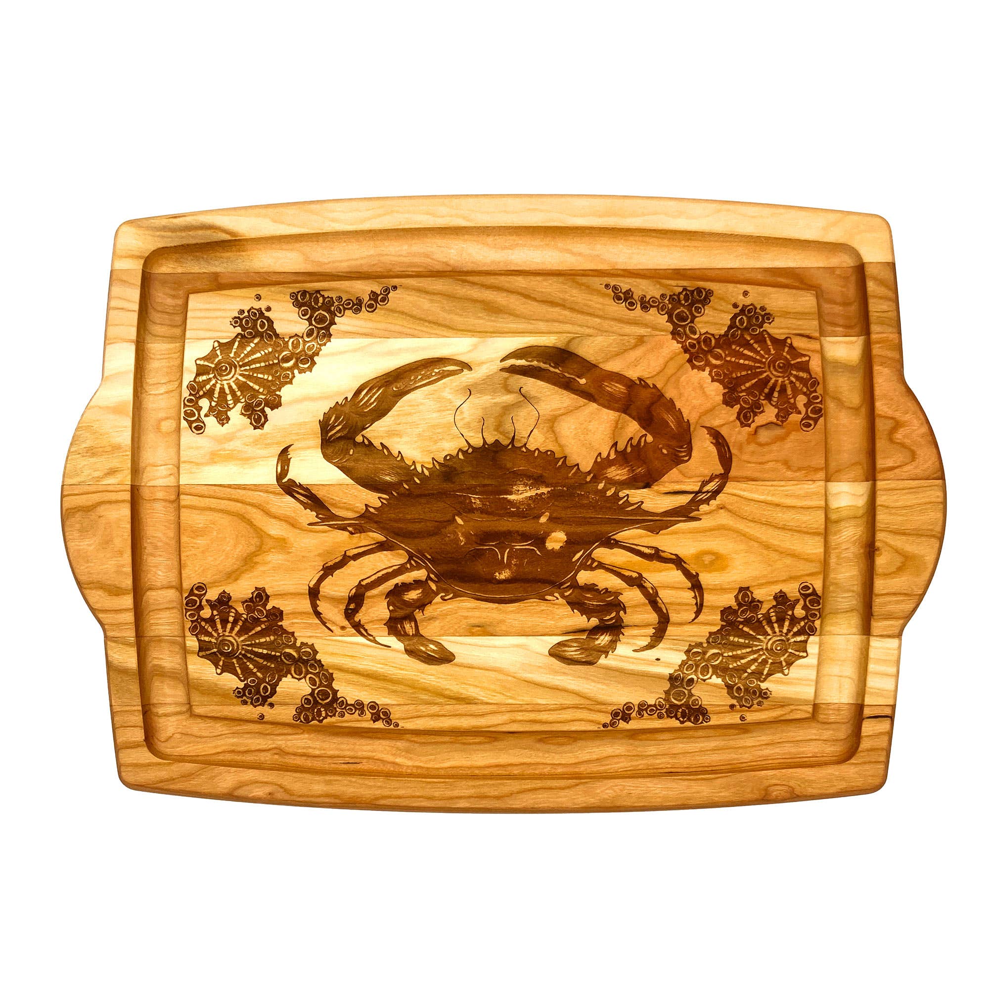 Premium Cherry Wood Cutting Board with Handles | Durable Blue Crab Design | Perfect for Kitchen Prep, Charcuterie Boards & Serving Appetizers