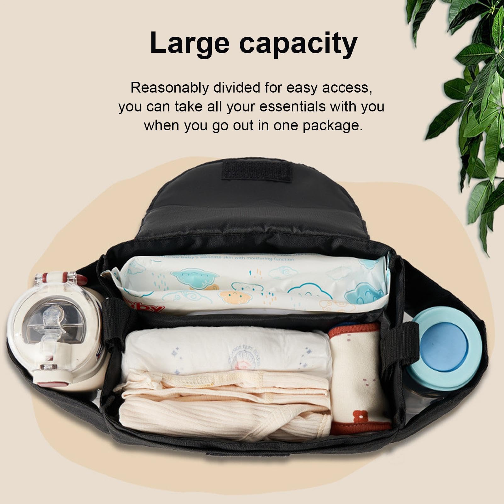 Portable Stroller Organizer with Cup Holder & Phone Pocket - Detachable Stroller Caddy for Baby Bottles, Snacks & Essentials | Perfect for Walks, Shopping & Traveling with Your Baby