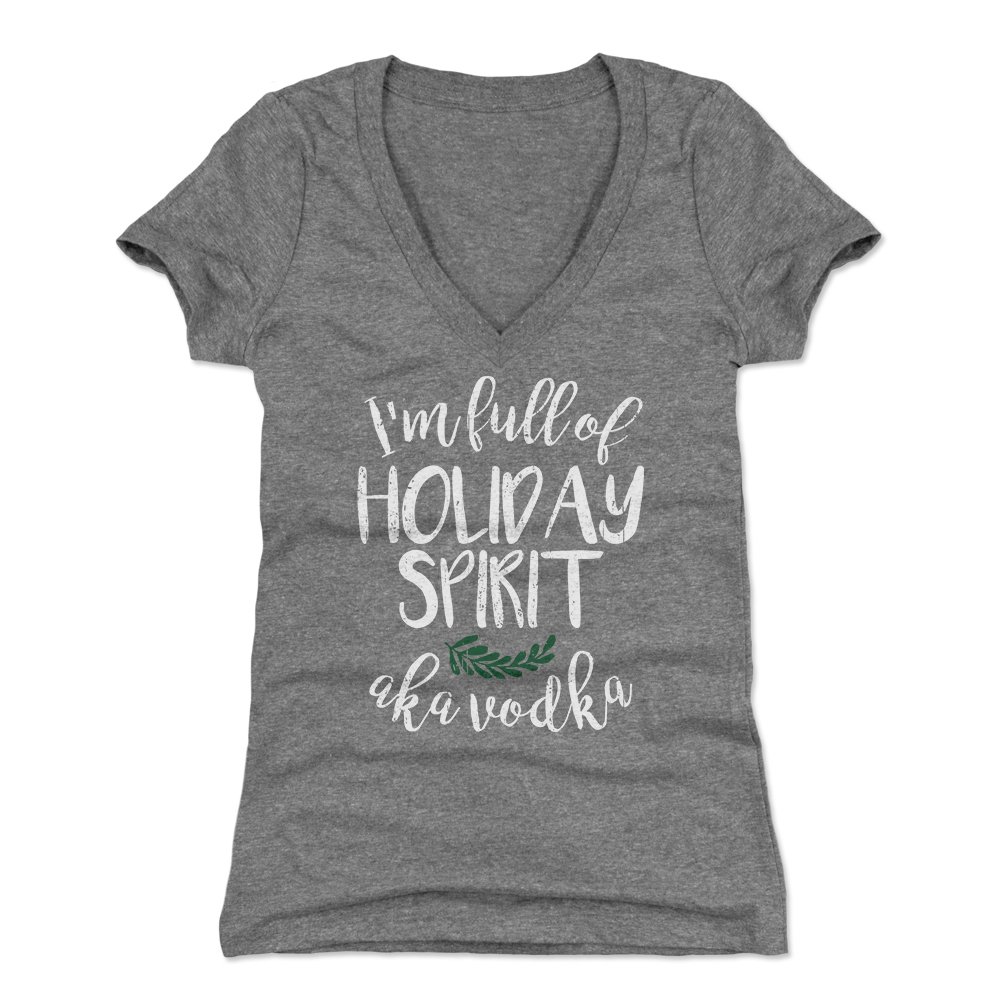 Festive Christmas Drinking Women's Shirt - 'I'm Full of Holiday Spirit' Funny Holiday Party Top for Ugly Sweater Parties & Office Celebrations