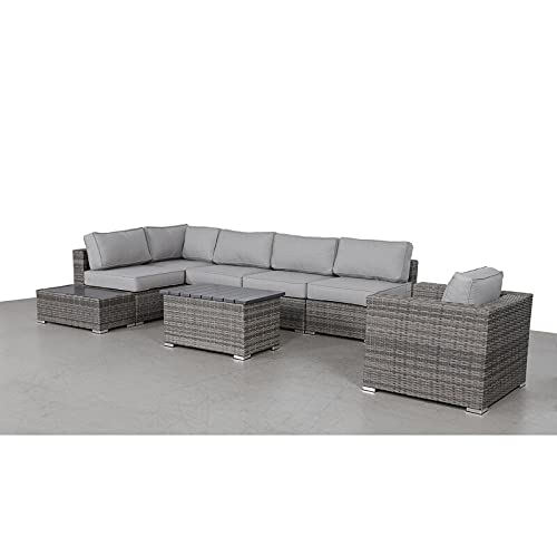 Outdoor Wicker Patio Furniture 9-Piece Sectional Conversation Sofa Set - Waterproof & No Assembly Required for Backyard, Porch, Poolside or Garden | Perfect for Outdoor Entertaining & Relaxation [CM-5025]