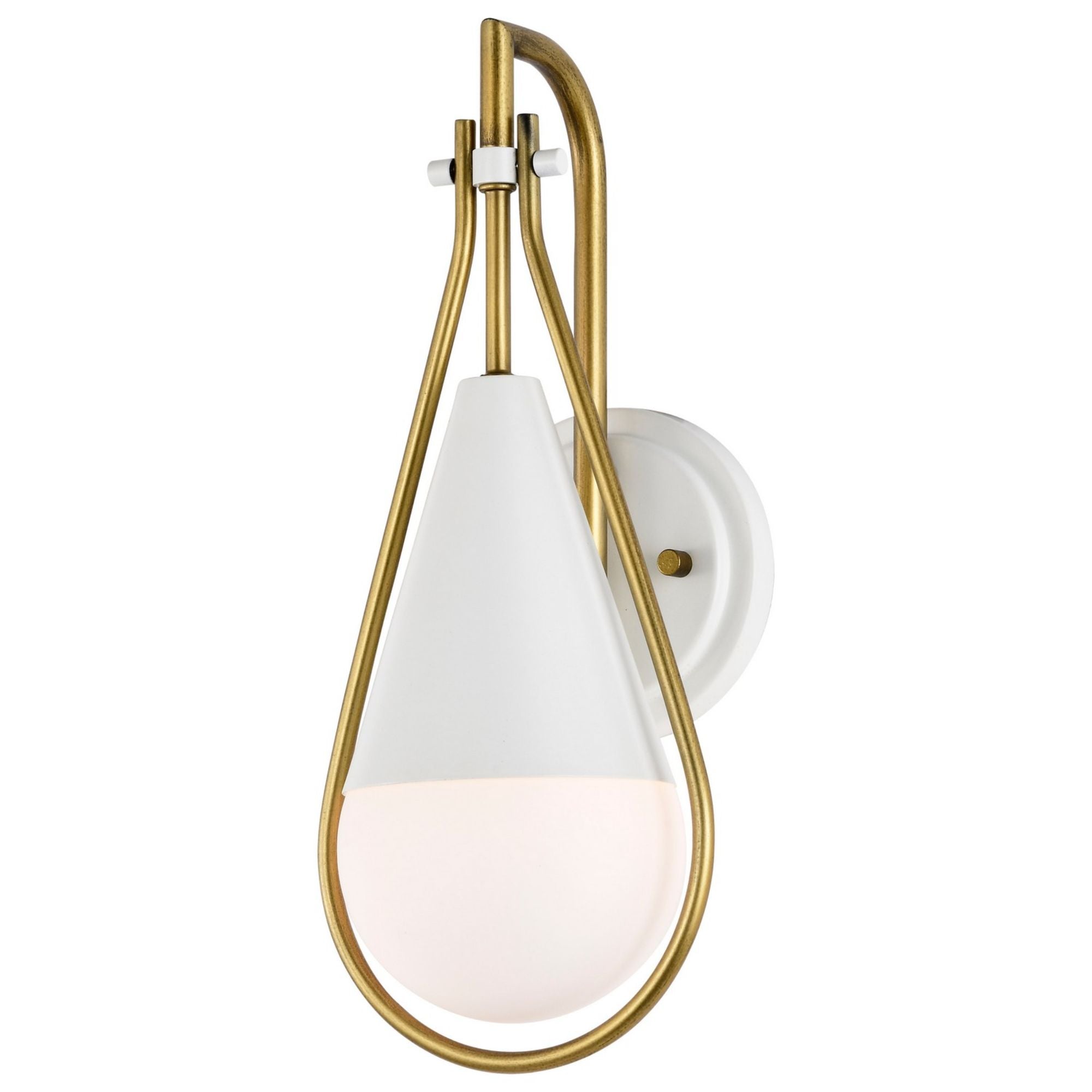 Admiral 15-Inch Modern Wall Sconce Light Fixture - Matte White & Natural Brass Finish - Perfect for Bedroom, Living Room, and Hallway Lighting