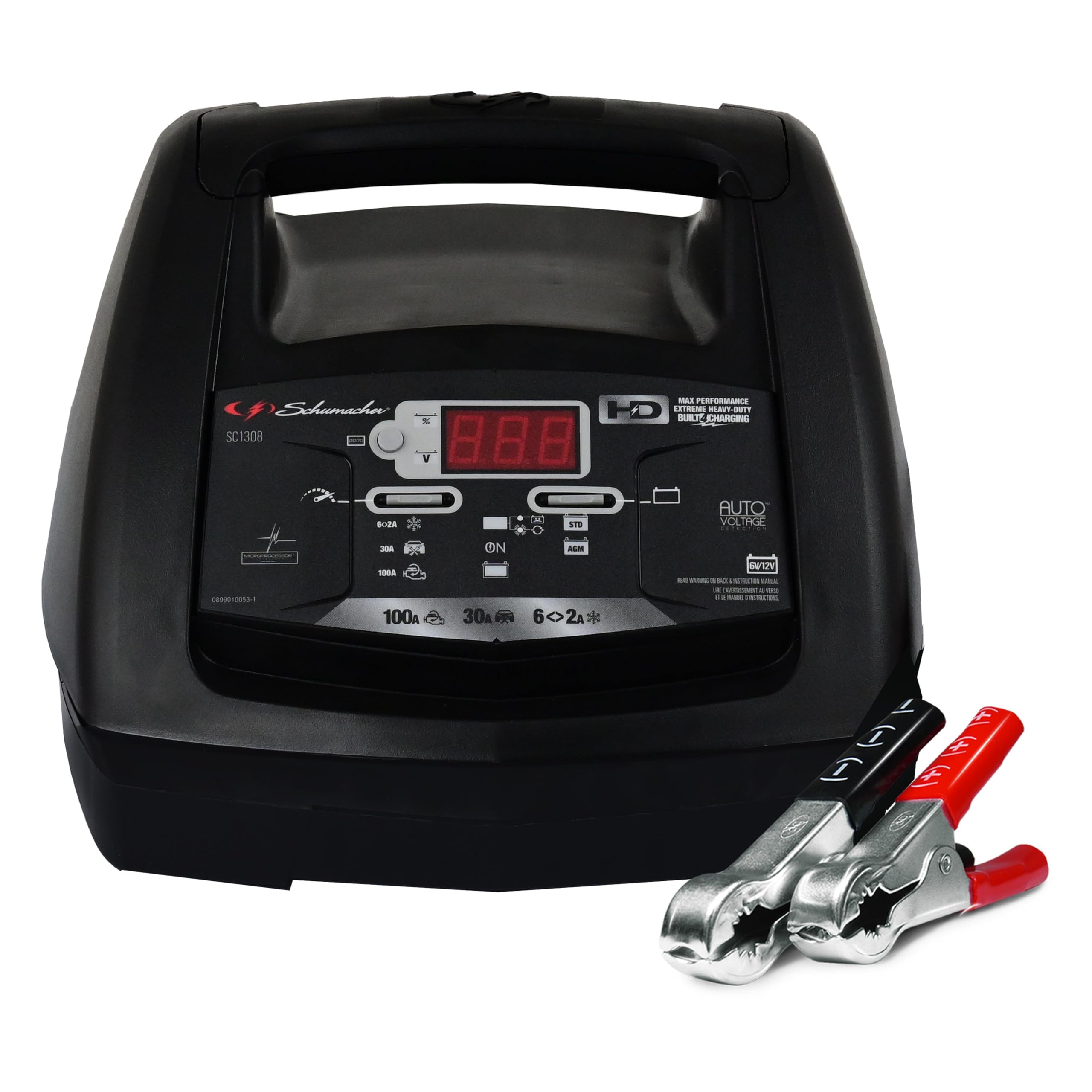 Schumacher SC1308 6-in-1 Fully Automatic Battery Charger & Engine Starter - 100 Cranking Amps for 6V/12V Car, Truck, SUV & Marine Batteries - Perfect for Emergency Jump Starts, Winter Maintenance & Marine Power Solutions