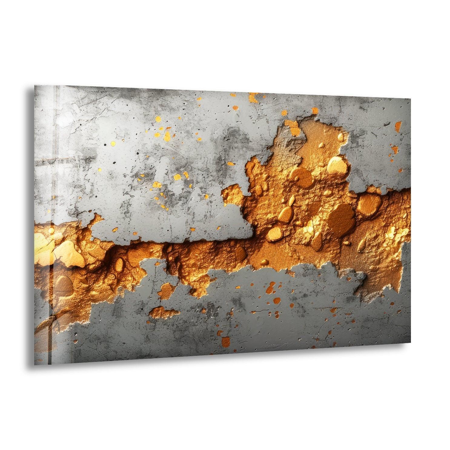 Abstract Rusty Metal Glass Wall Art Decor - Modern Industrial Home & Office Wall Decor for Living Room, Bedroom, Dining Area