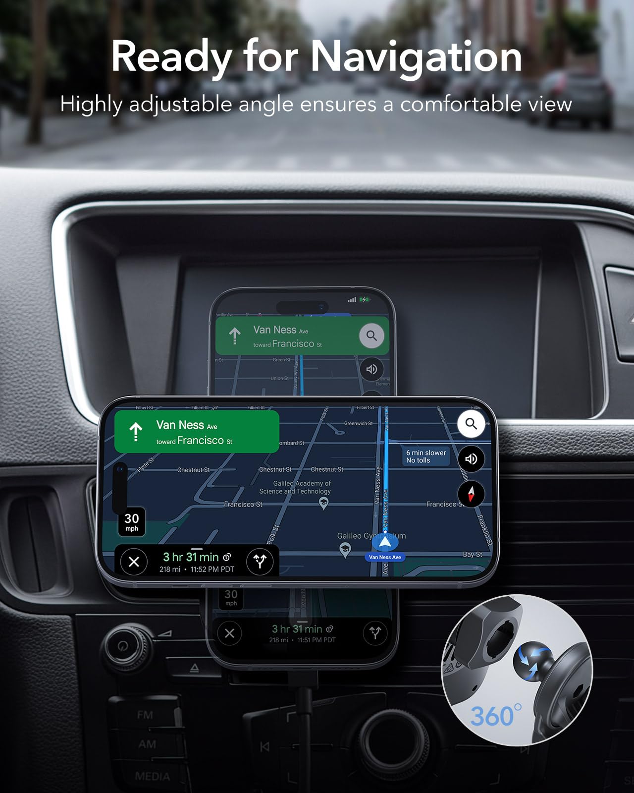 ESR 15W Apple-Certified MagSafe Car Mount Charger with CryoBoost Cooling & 40W Dual USB-C Ports - Fast Wireless Charger for iPhone 16/15/14/13/12 Pro Max/Plus/Mini - Perfect for Road Trips & Daily Commute