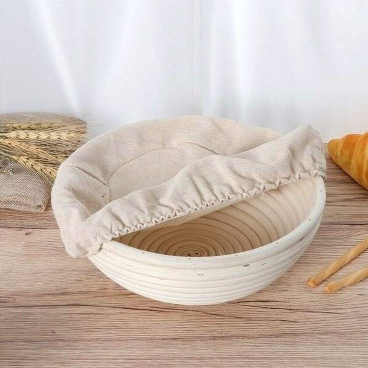 7-Pack 9 Inch Round Banneton Bread Proofing Baskets with Natural Rattan Liners - Professional Sourdough Dough Rising Baskets for Home Bakers & Artisan Bread Making | Perfect for Sourdough, Artisan Loaves, and Homemade Bread Baking