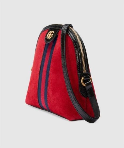 Gucci Ophidia Small Shoulder Bag in Hibiscus Red Suede - Luxury Crossbody Purse for Women, Perfect for Date Night & Evening Events